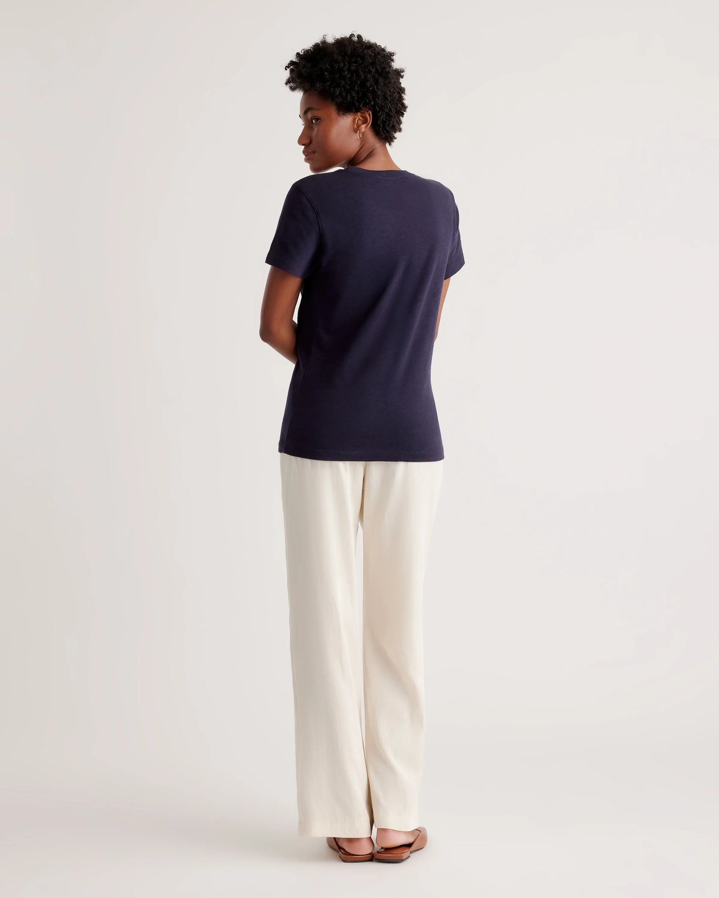 100% Organic Cotton Slub Crewneck Tee - XS / Navy