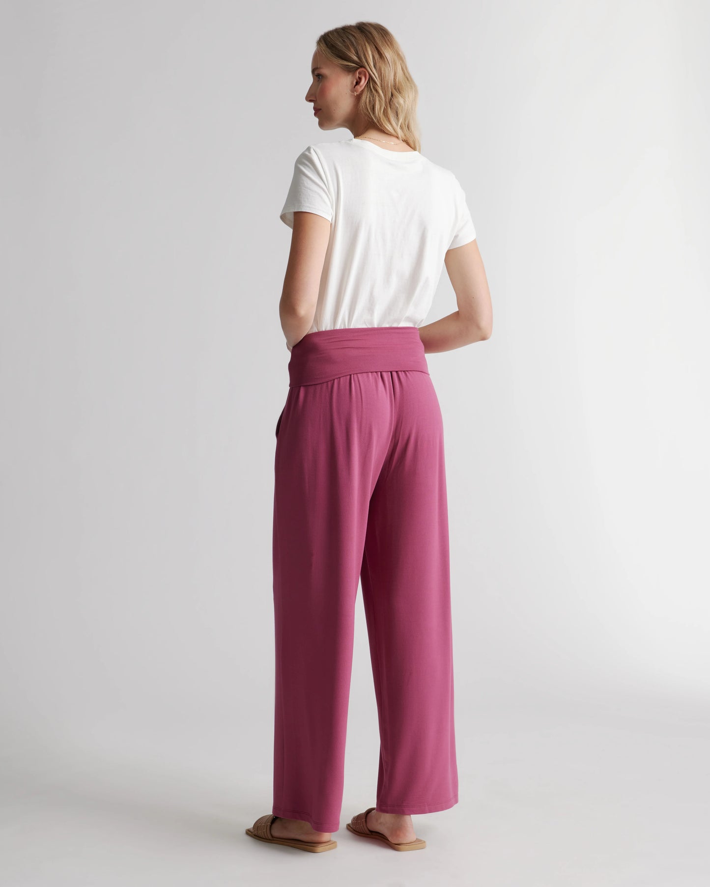 French Terry Modal Wide Leg Pants - XS / Rose
