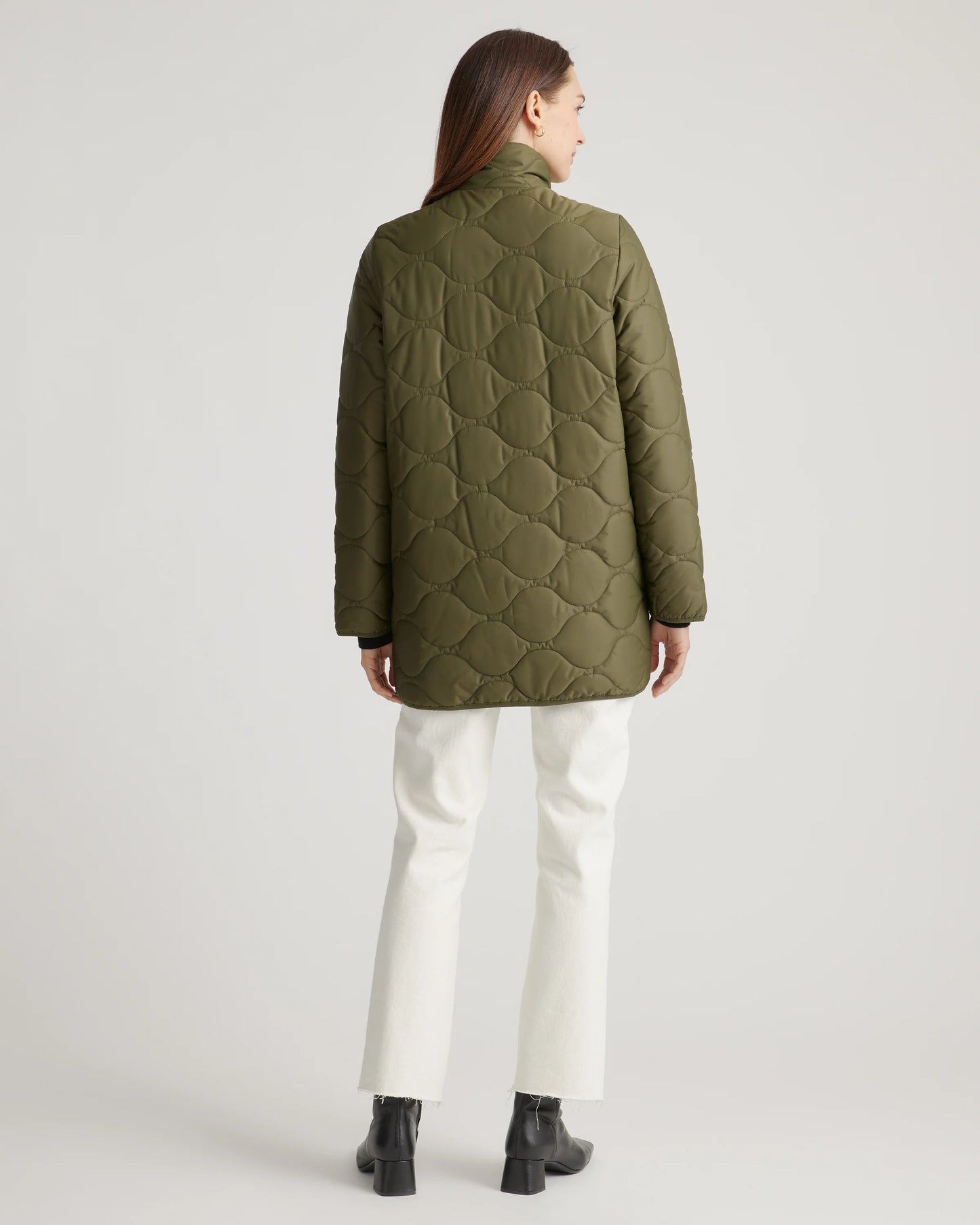 Featherless Quilted Long Puffer Jacket - XS / Silken White