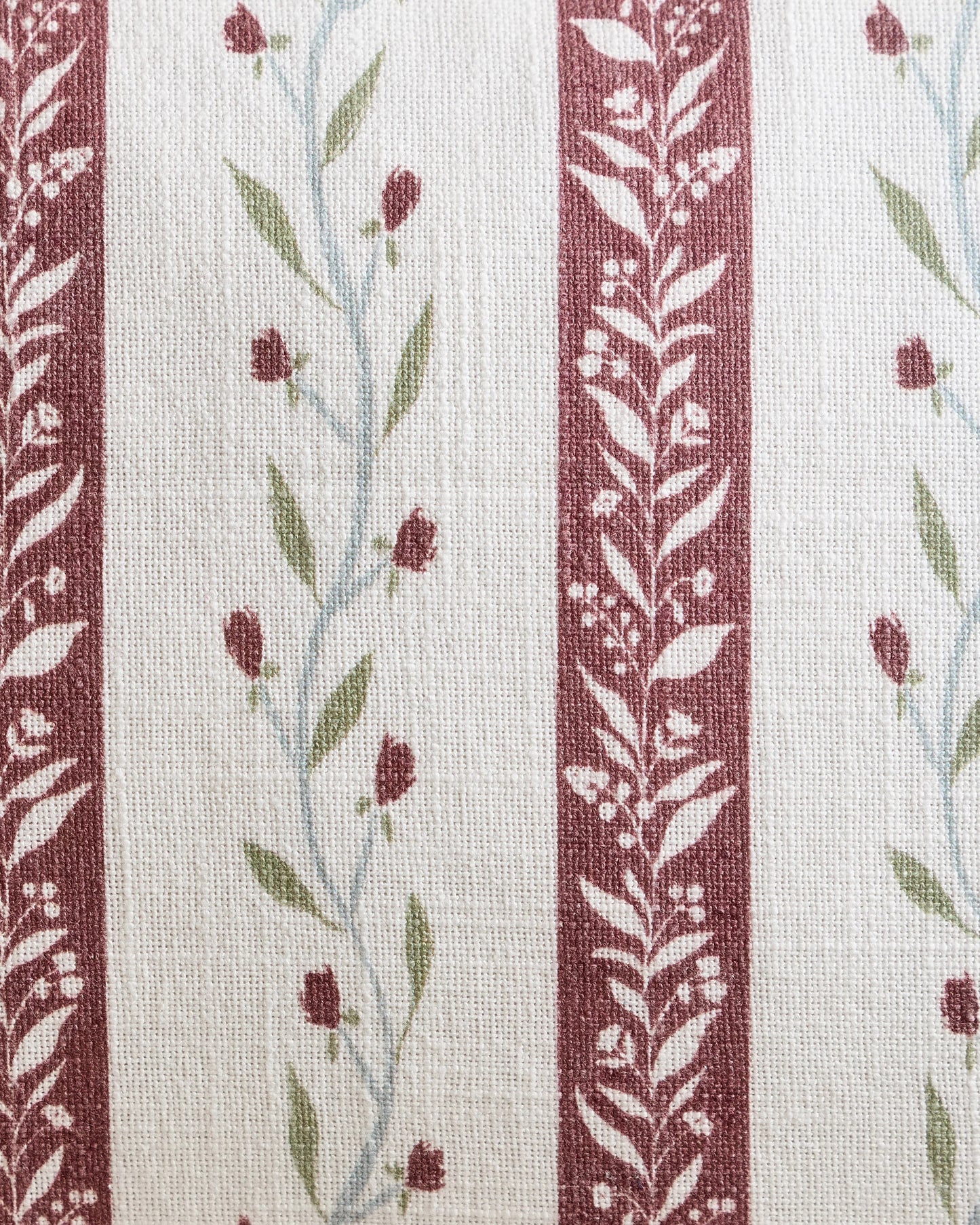 Floral Vine Cotton Pillow Cover - 12x20 / Light Blue Stripe