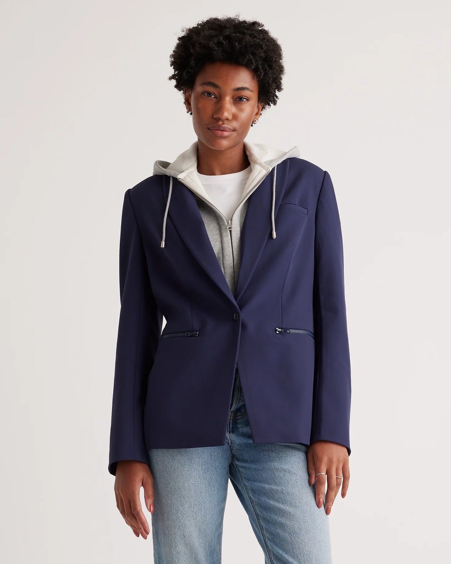 Organic Heavyweight Fleece Hoodie Blazer Insert - XS/S/M / Black