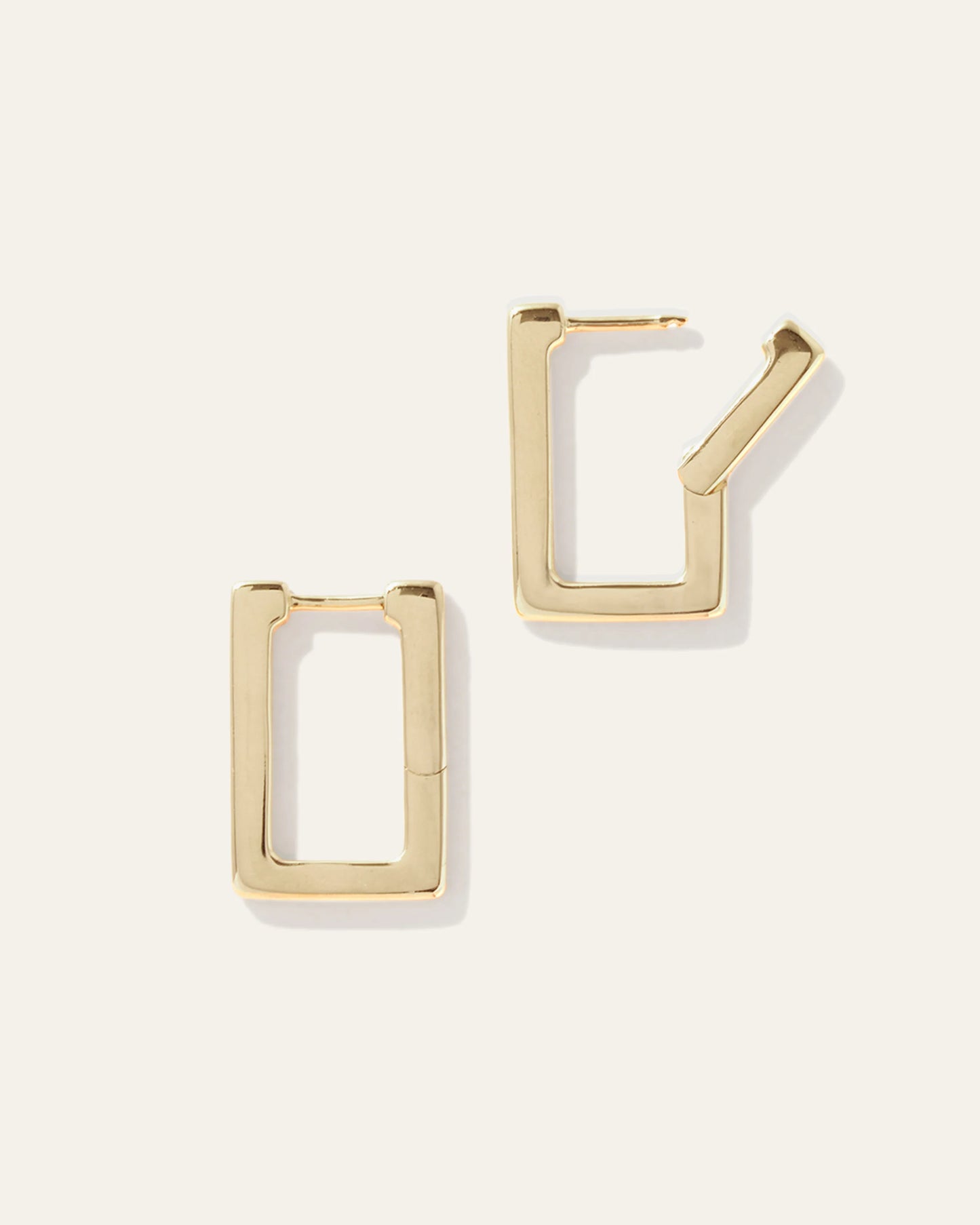 Rectangle Block Hoops - One Size / Gold Vermeil