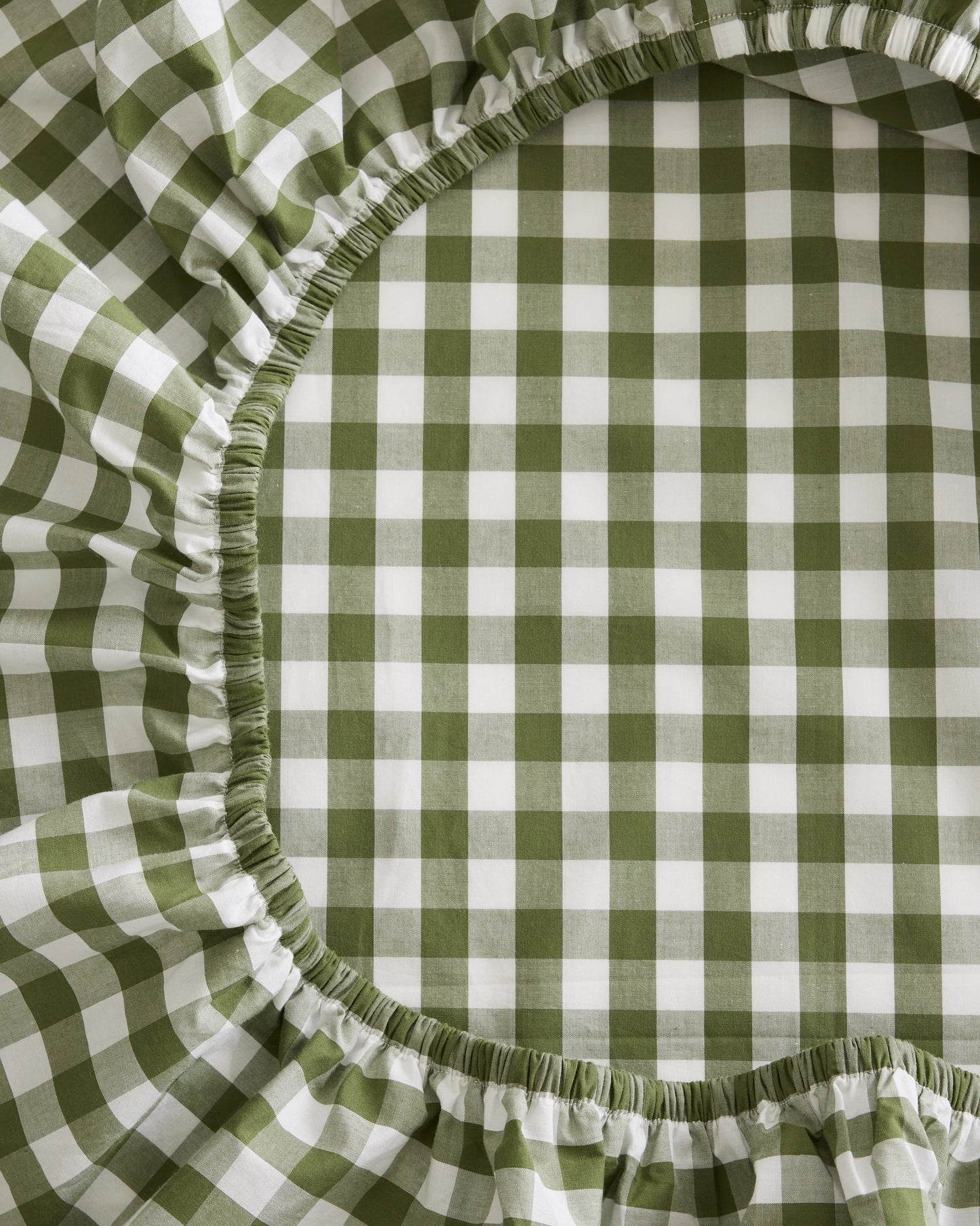 Organic Crisp Percale Gingham Fitted Sheet Set - Twin / Cafe