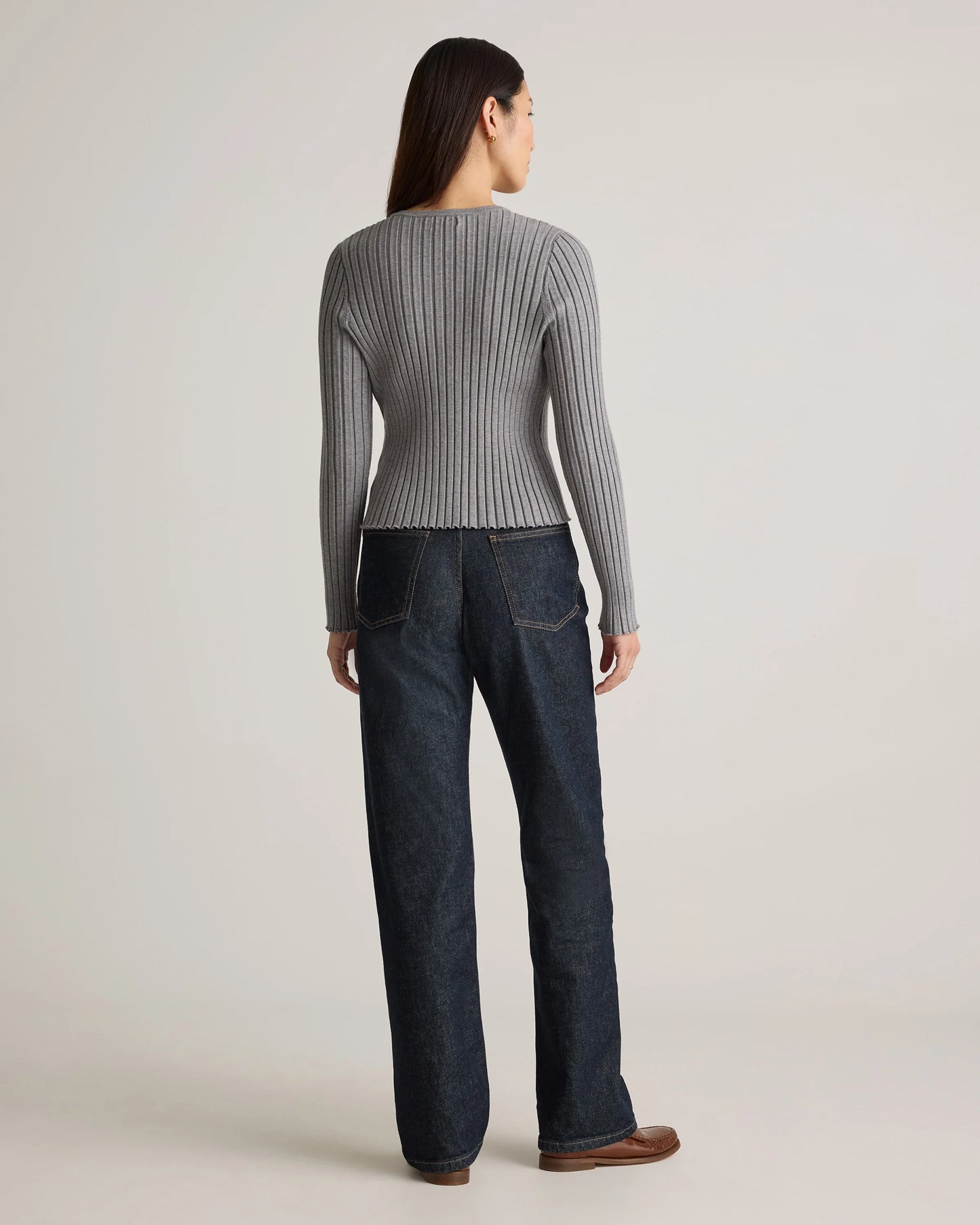 Eco-Knit Cropped Rib Cardigan - XS / Warm Taupe