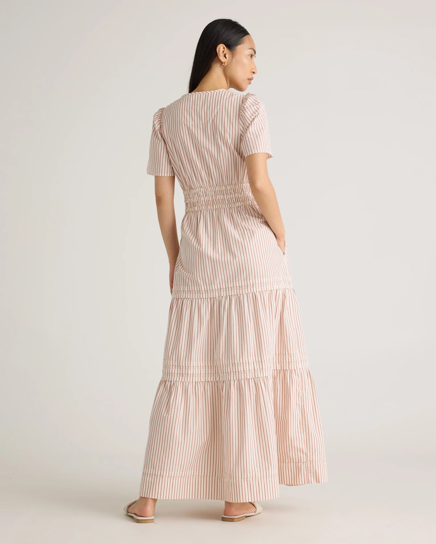 100% Organic Cotton Poplin Tiered Maxi Dress - XS / Riviera Blue Heirloom Floral