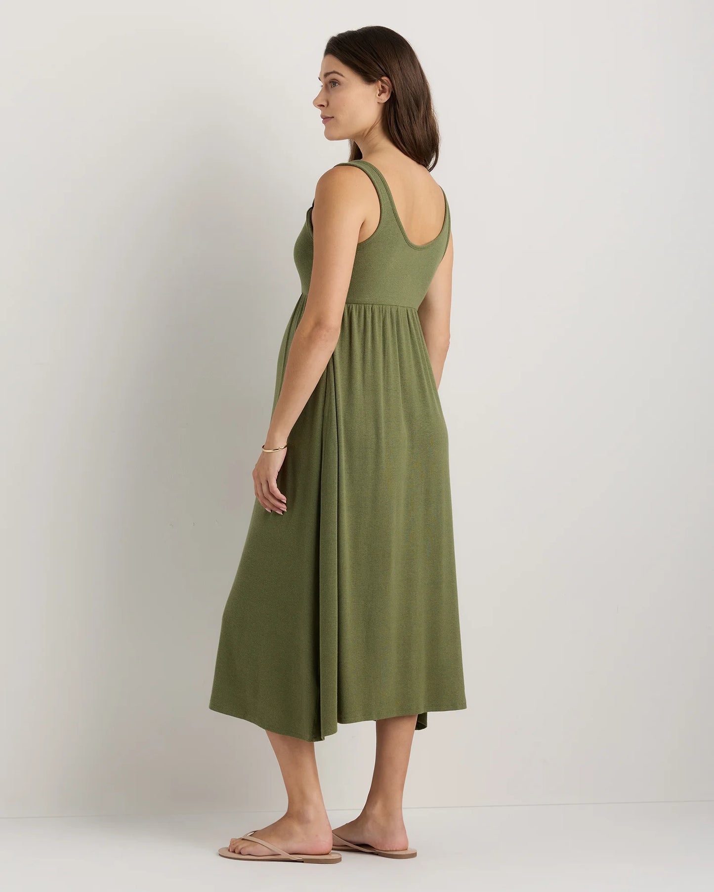 Bamboo Maternity Sleeveless Button Front Dress - XS / Classic White