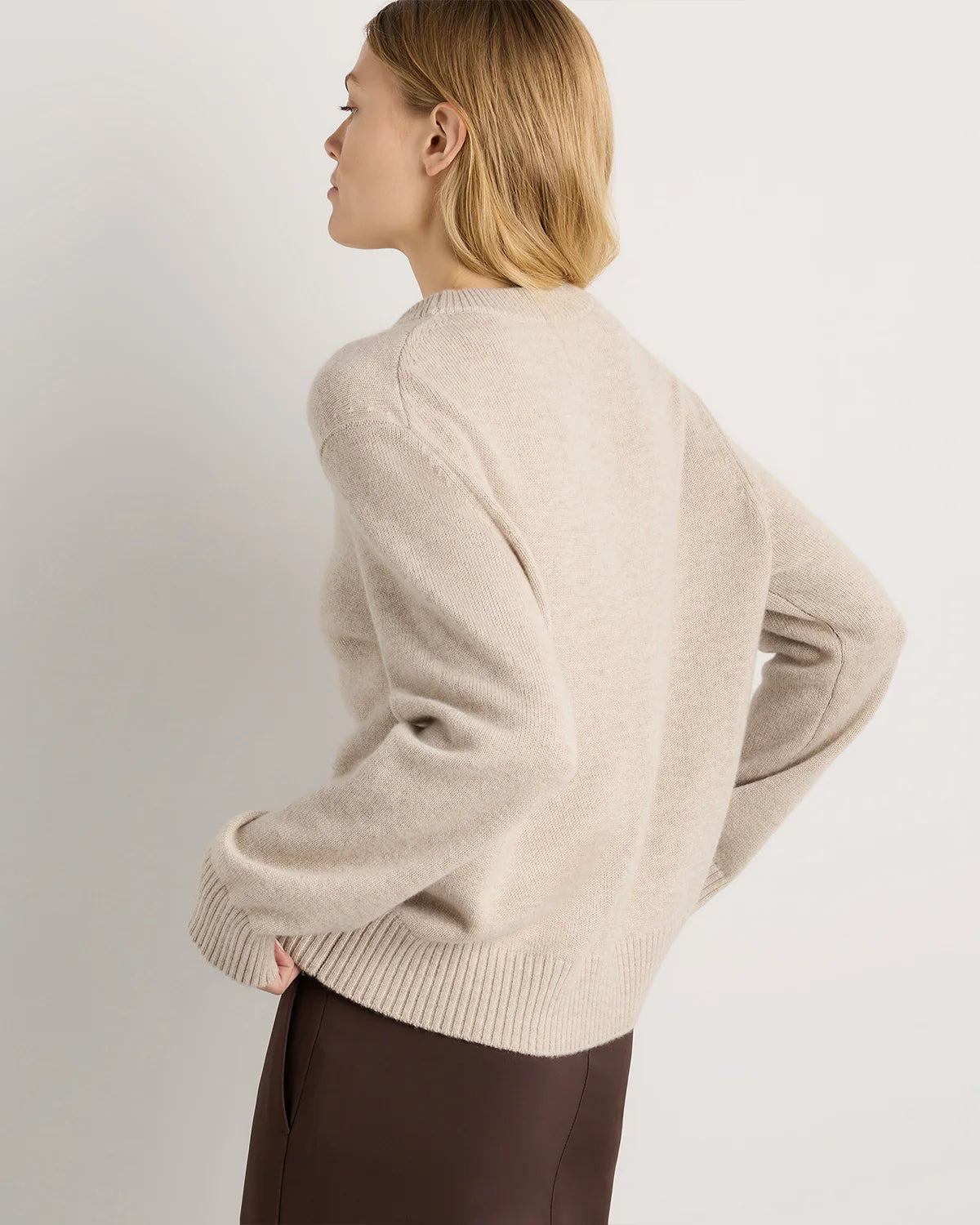 Mongolian Cashmere Oversized Crewneck Sweater - XS / Undyed Natural Heather