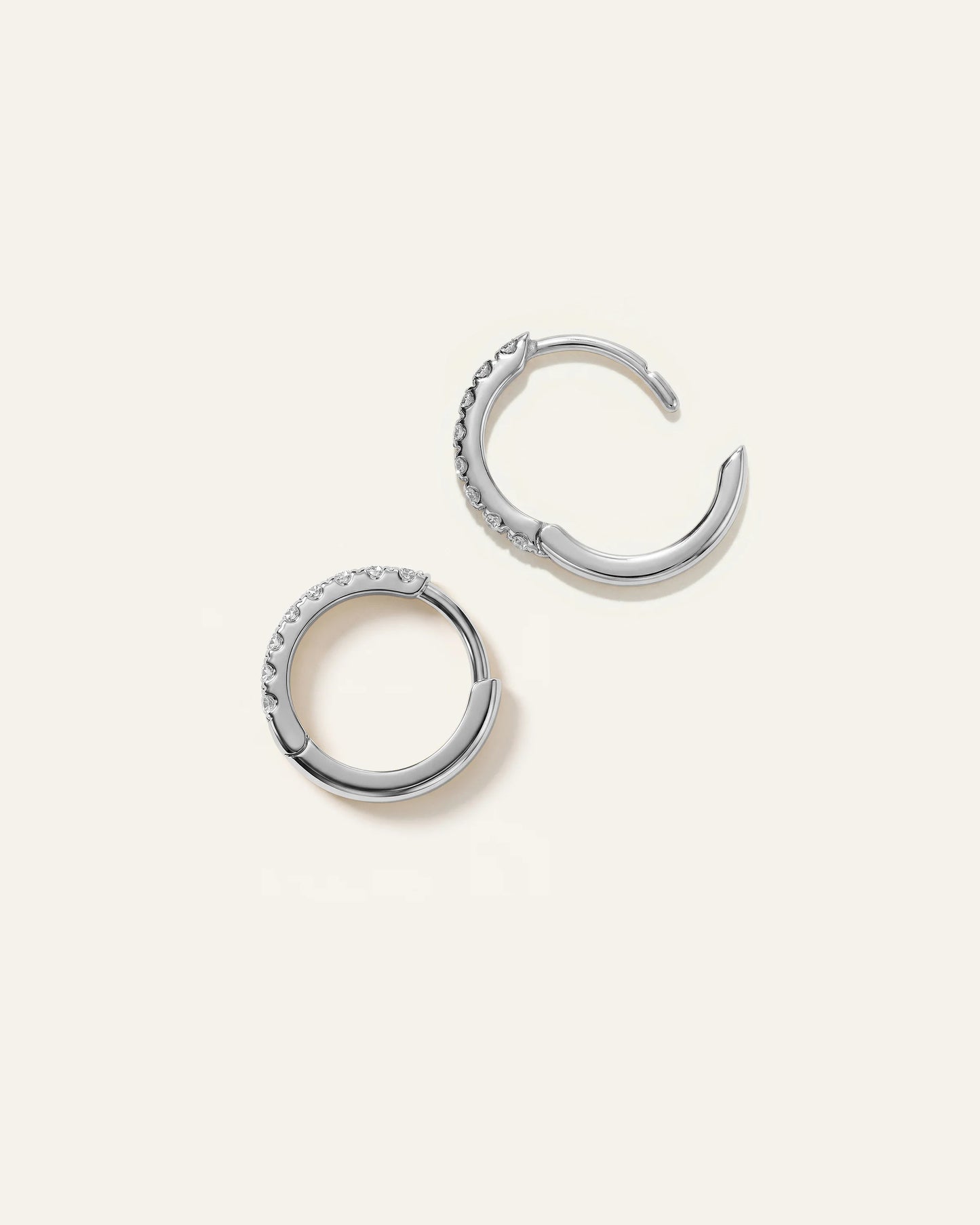 14K Gold Pave Diamond Second Piercing Tiny Huggie - Pair - One Size / Yellow Gold