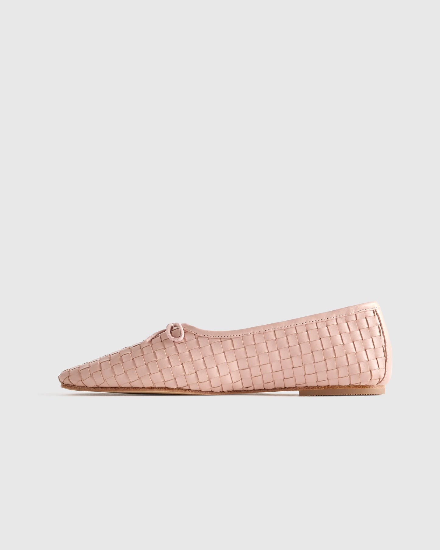 Italian Leather Handwoven Square Toe Ballet Flat - 5 / Cognac
