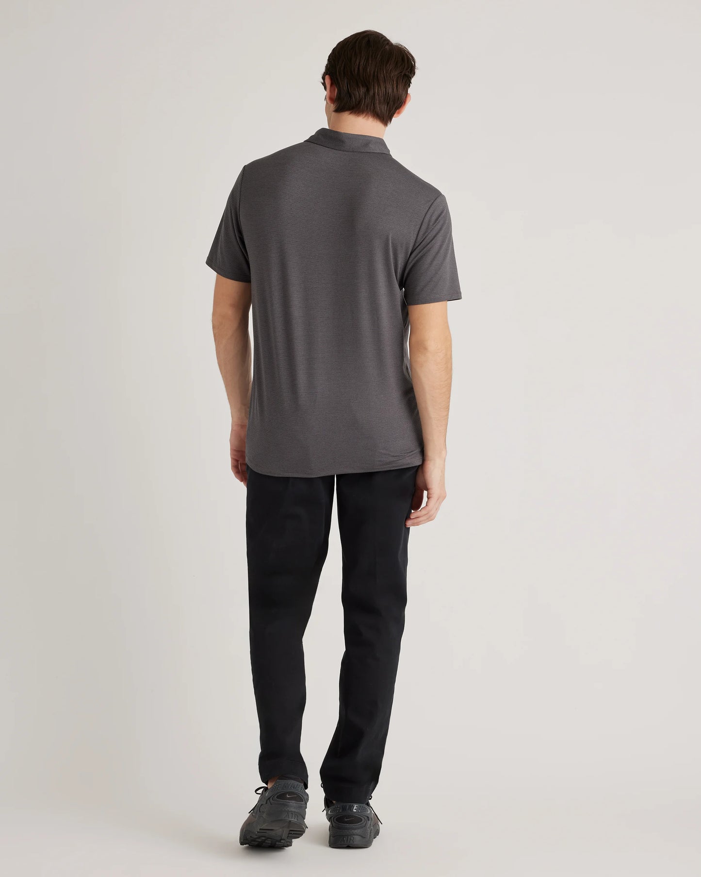 Performance Jersey Golf Polo - S / Black/Light Grey Stripe