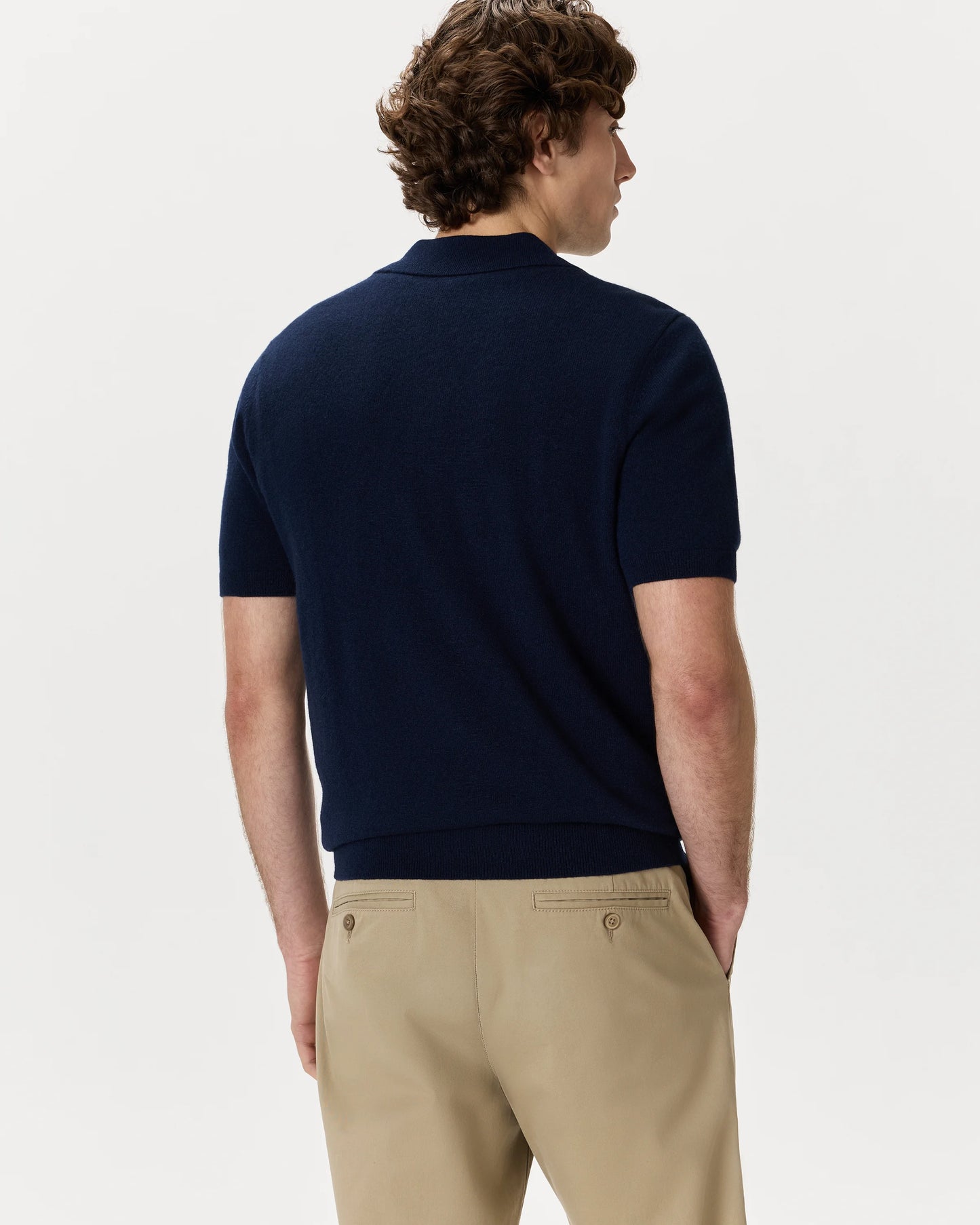 100% Mongolian Cashmere Johnny Collar Polo Sweater - S / Oatmeal
