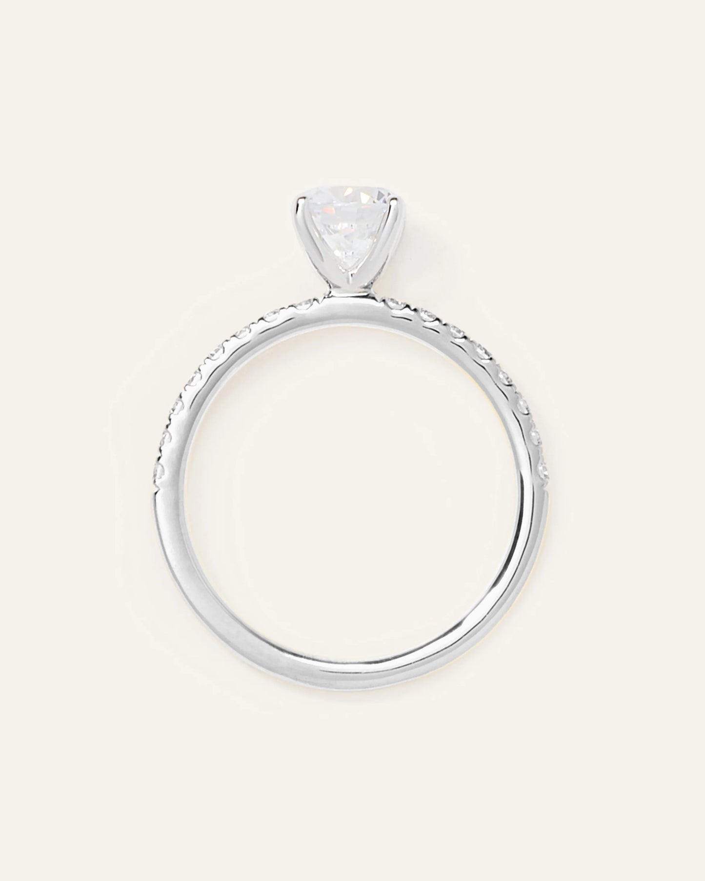 Lab Grown Diamond Round Petite Pave Engagement Ring - 1ct - 4 / Yellow Gold