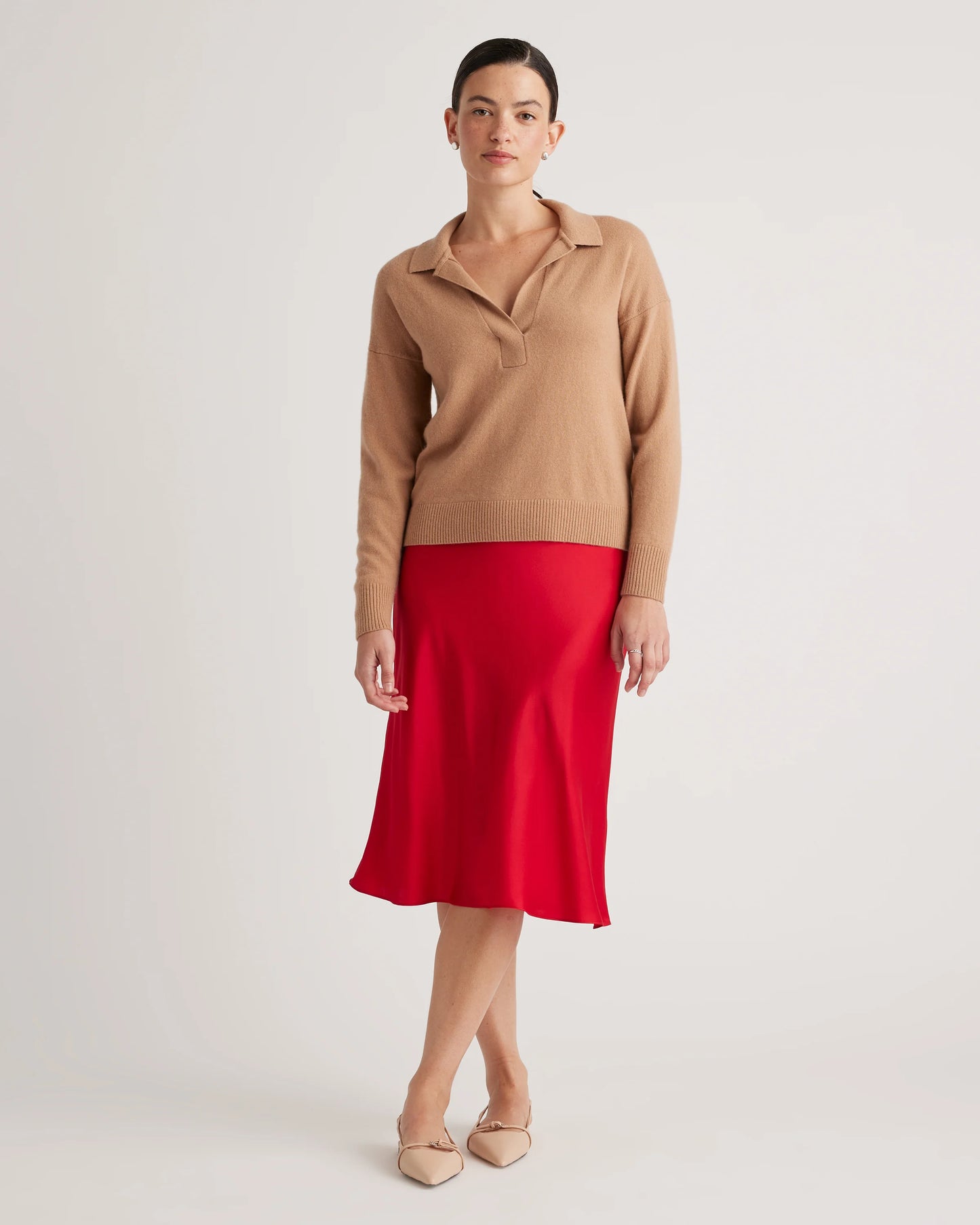 100% Washable Silk Skirt - XS / Champagne