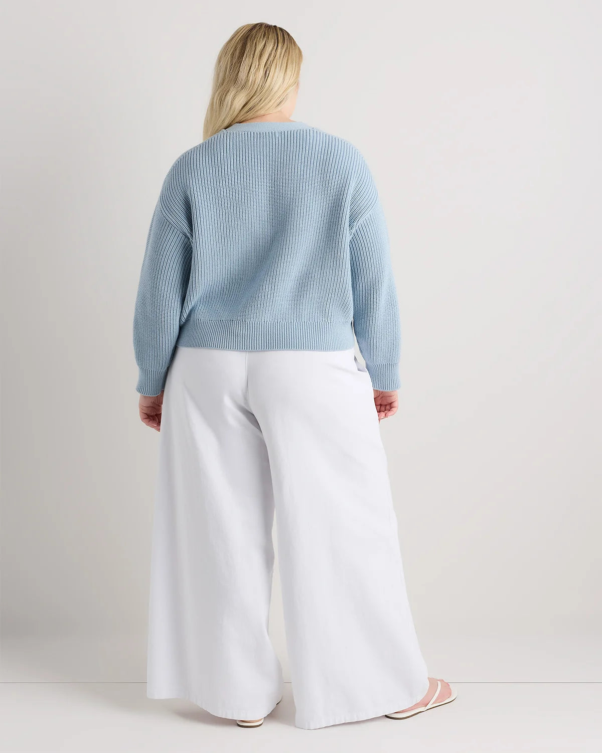 100% Organic Cotton Fisherman Boxy Cropped Cardigan - 1X / Black