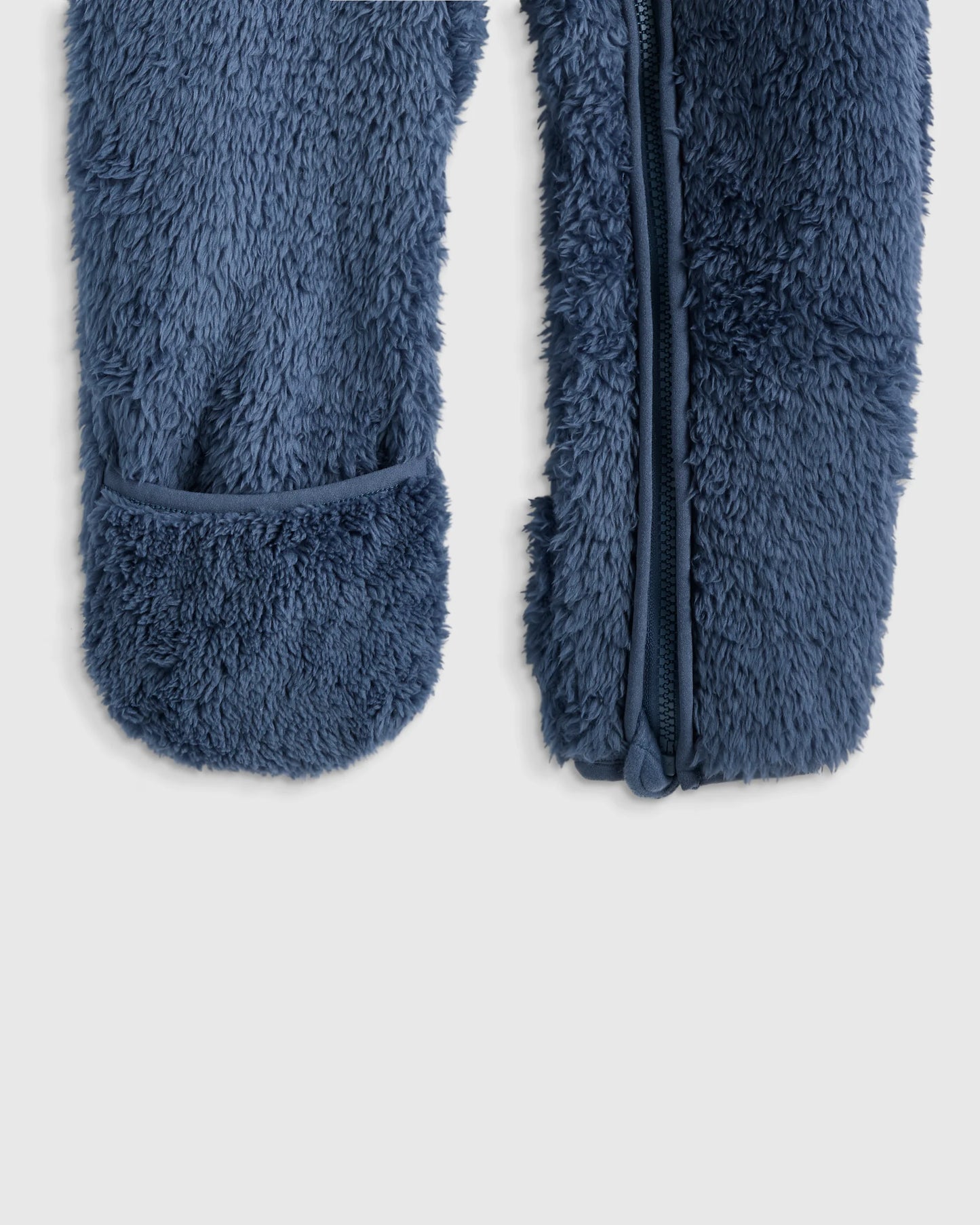 Recycled Sherpa Fleece Baby Bear Bunting - 9-12M / Vintage Blue