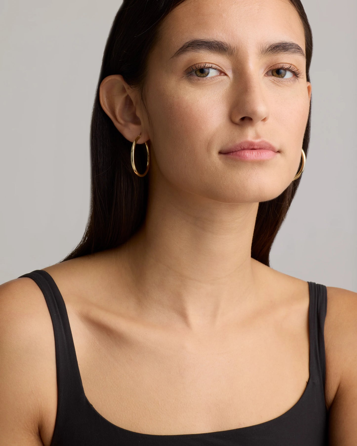 14K Gold 3mm Tube Hoops - 35mm / Yellow Gold