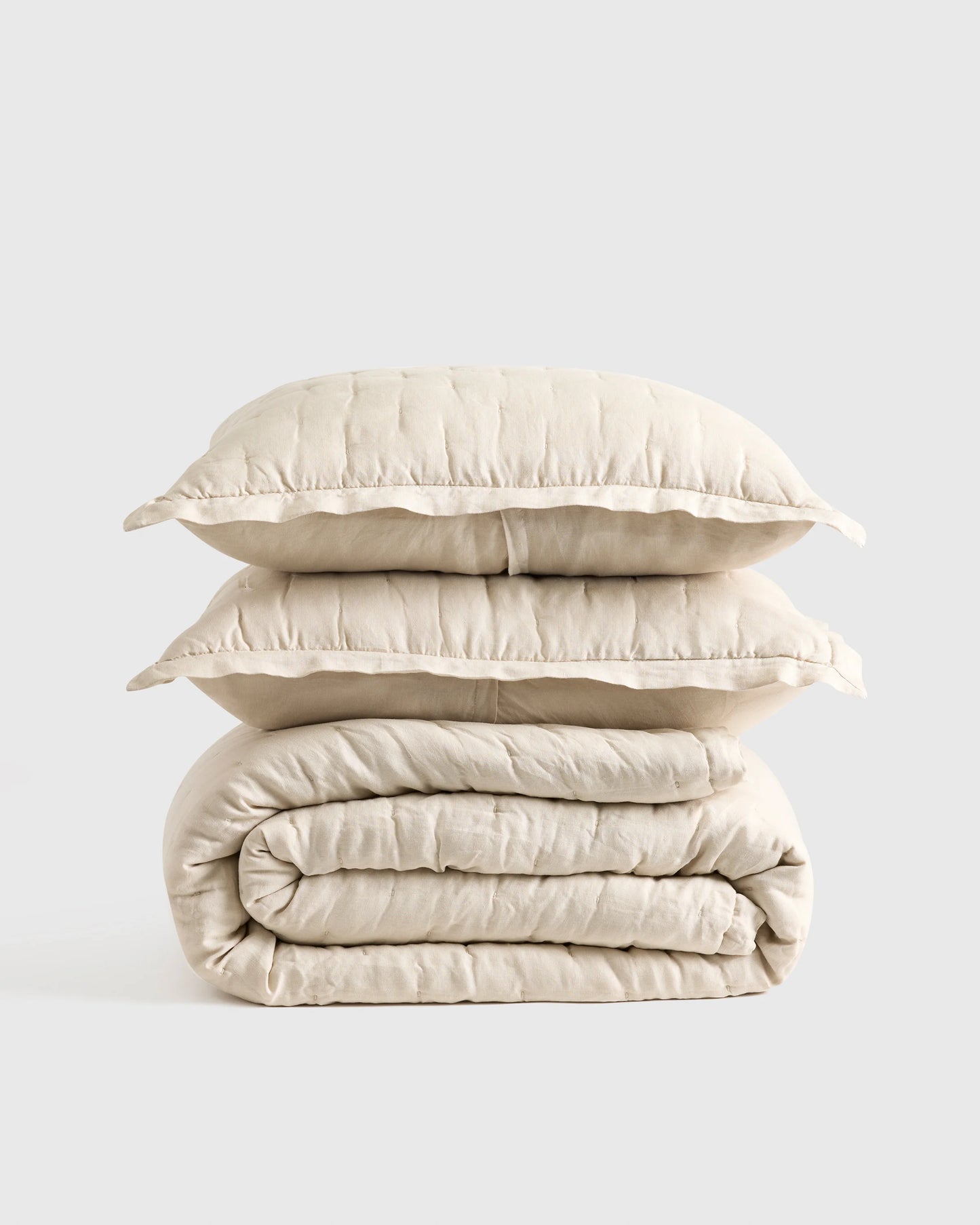 European Linen Dream Quilt Set - Twin / Dusty Olive