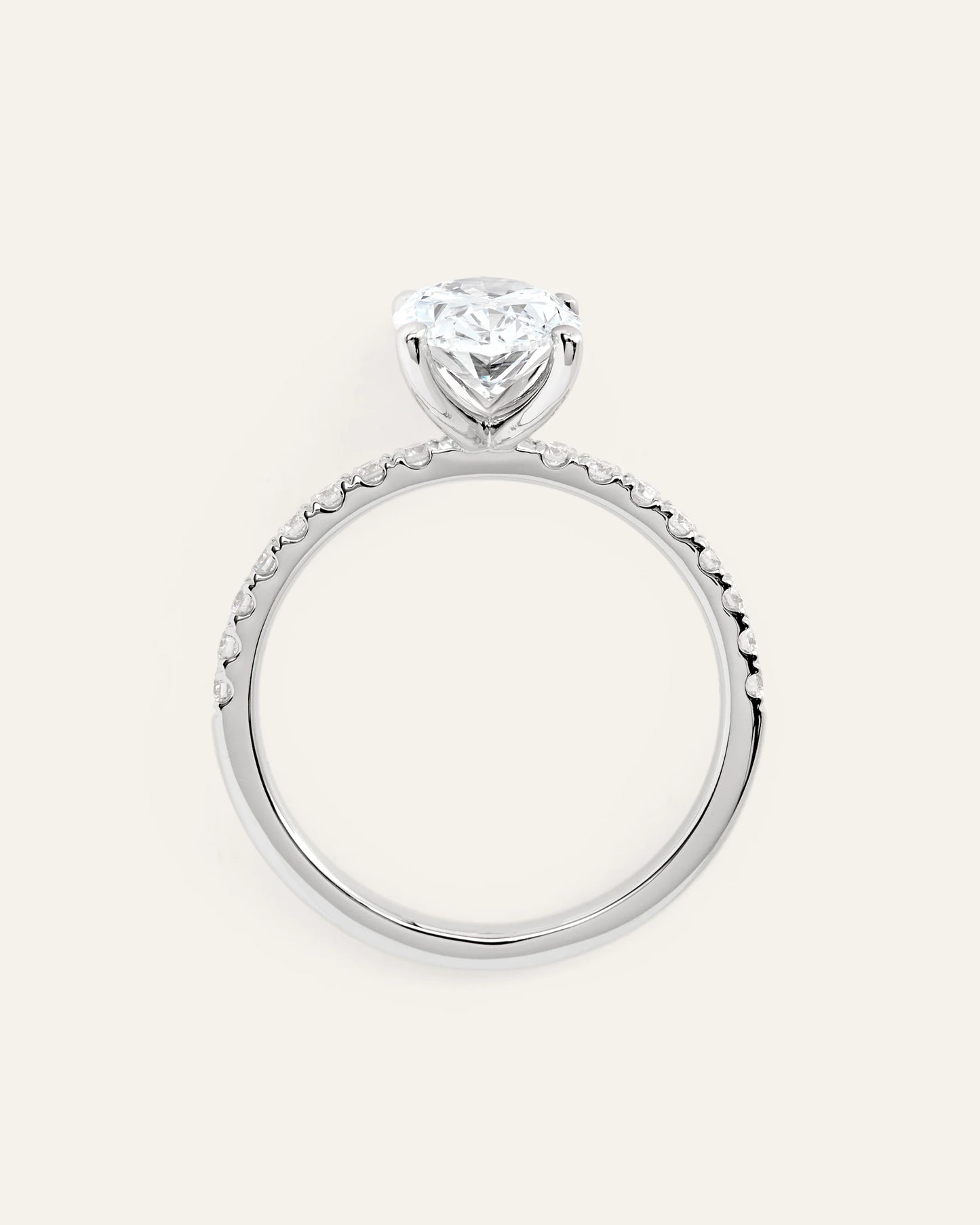Lab Grown Diamond Oval Petite Pave Engagement Ring - 2ct - 4 / Yellow Gold