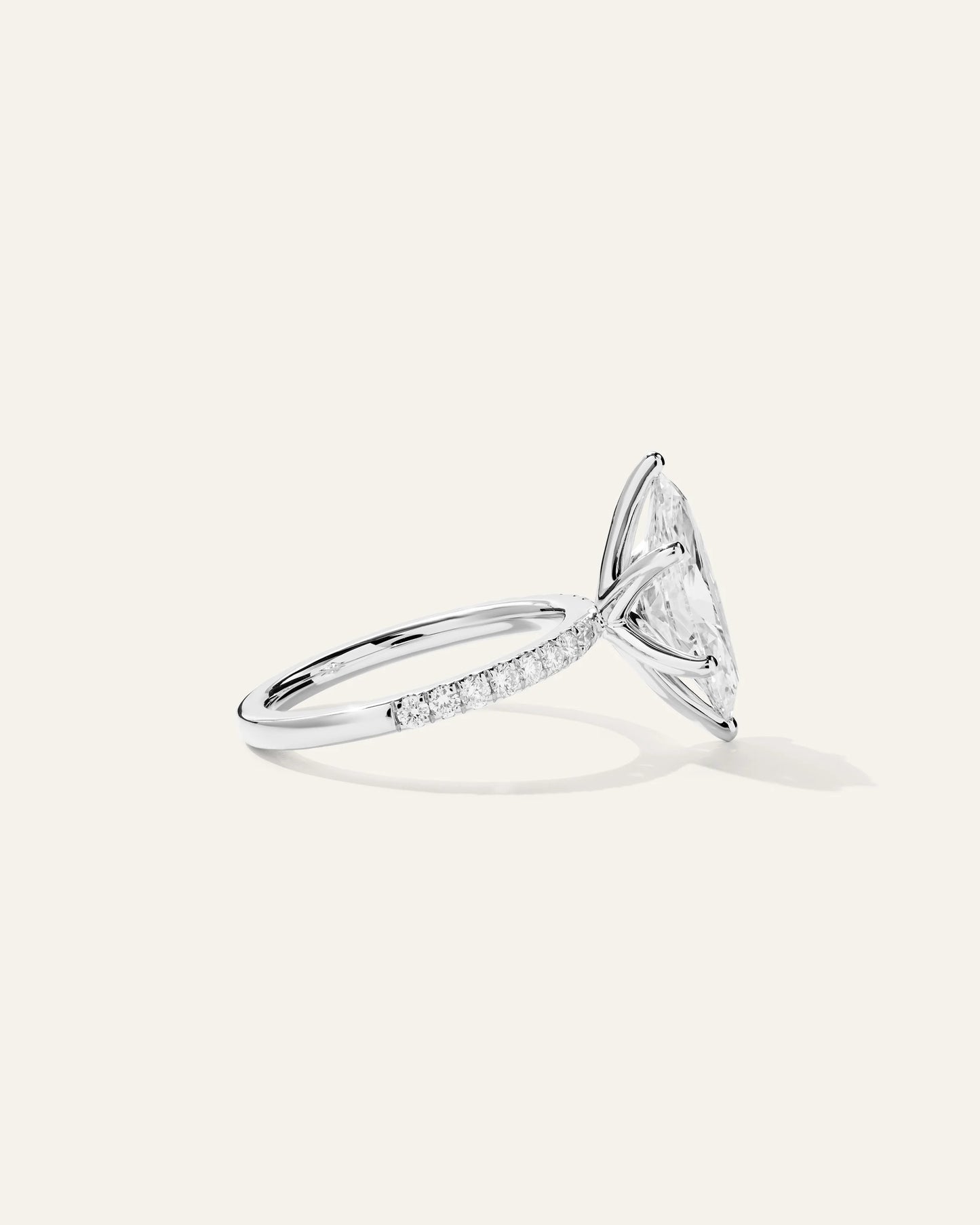 Lab Grown Diamond Marquise Petite Pave Engagement Ring - 3ct - 4 / Yellow Gold