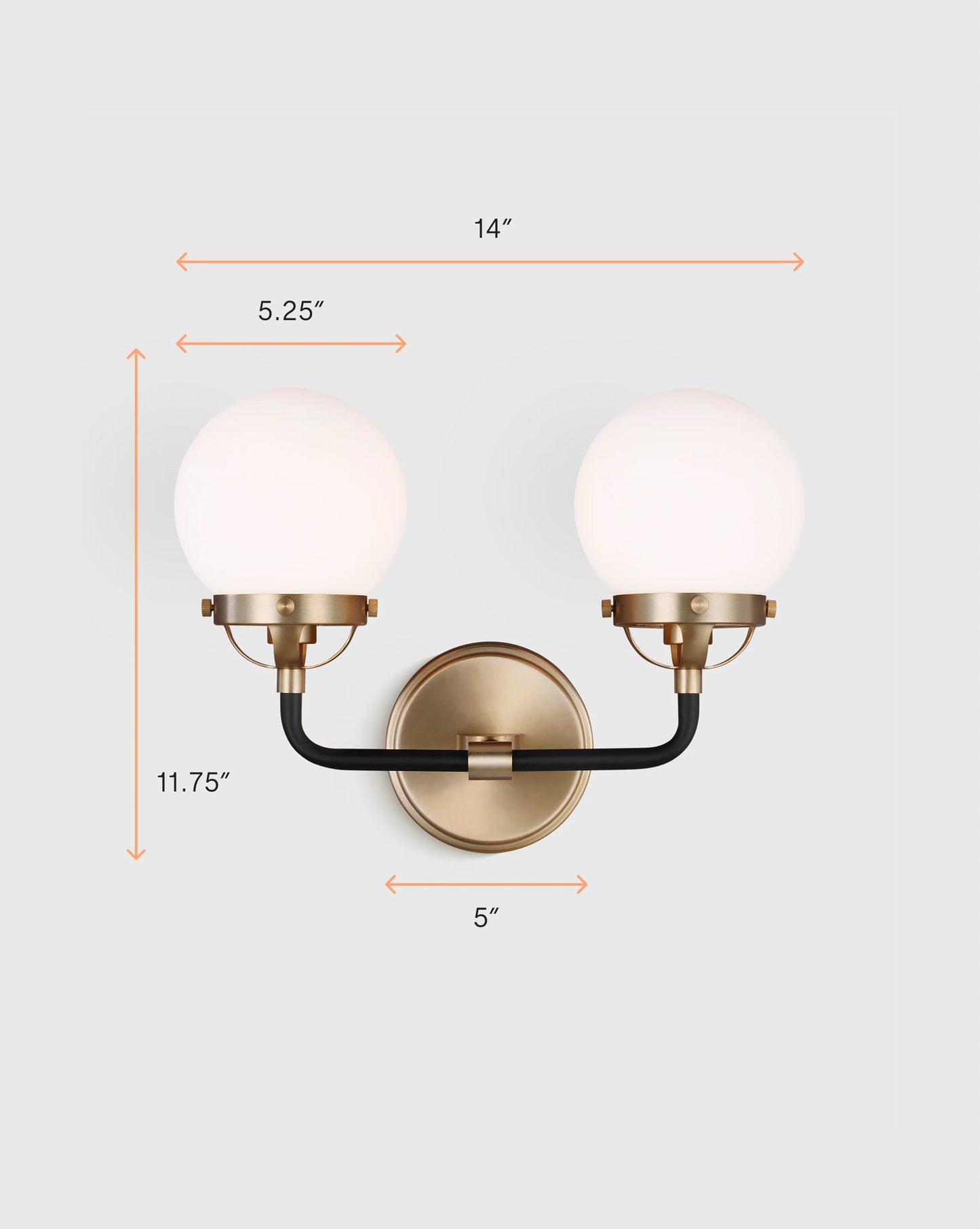 Double Globe Steel Sconce - One Size / Black