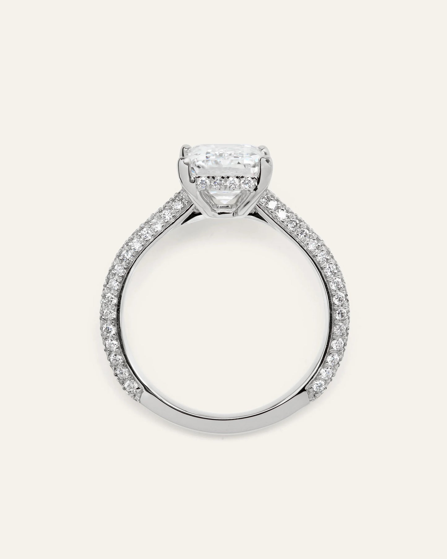 Lab Grown Diamond Emerald Pave Cathedral Engagement Ring - 3ct - 4 / Yellow Gold