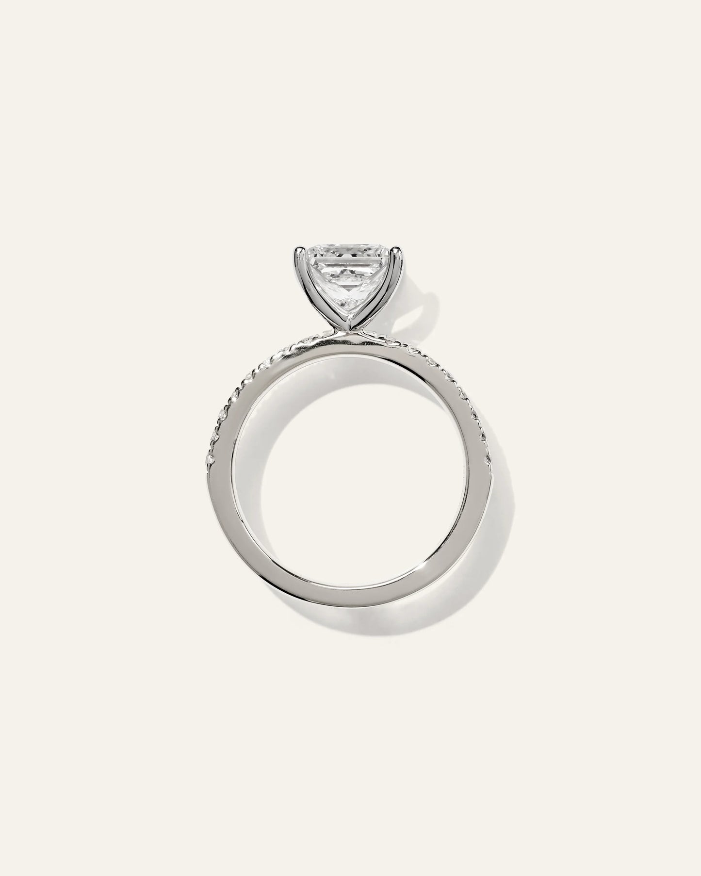 Lab Grown Diamond Princess Petite Pave Engagement Ring - 2ct - 4 / Yellow Gold