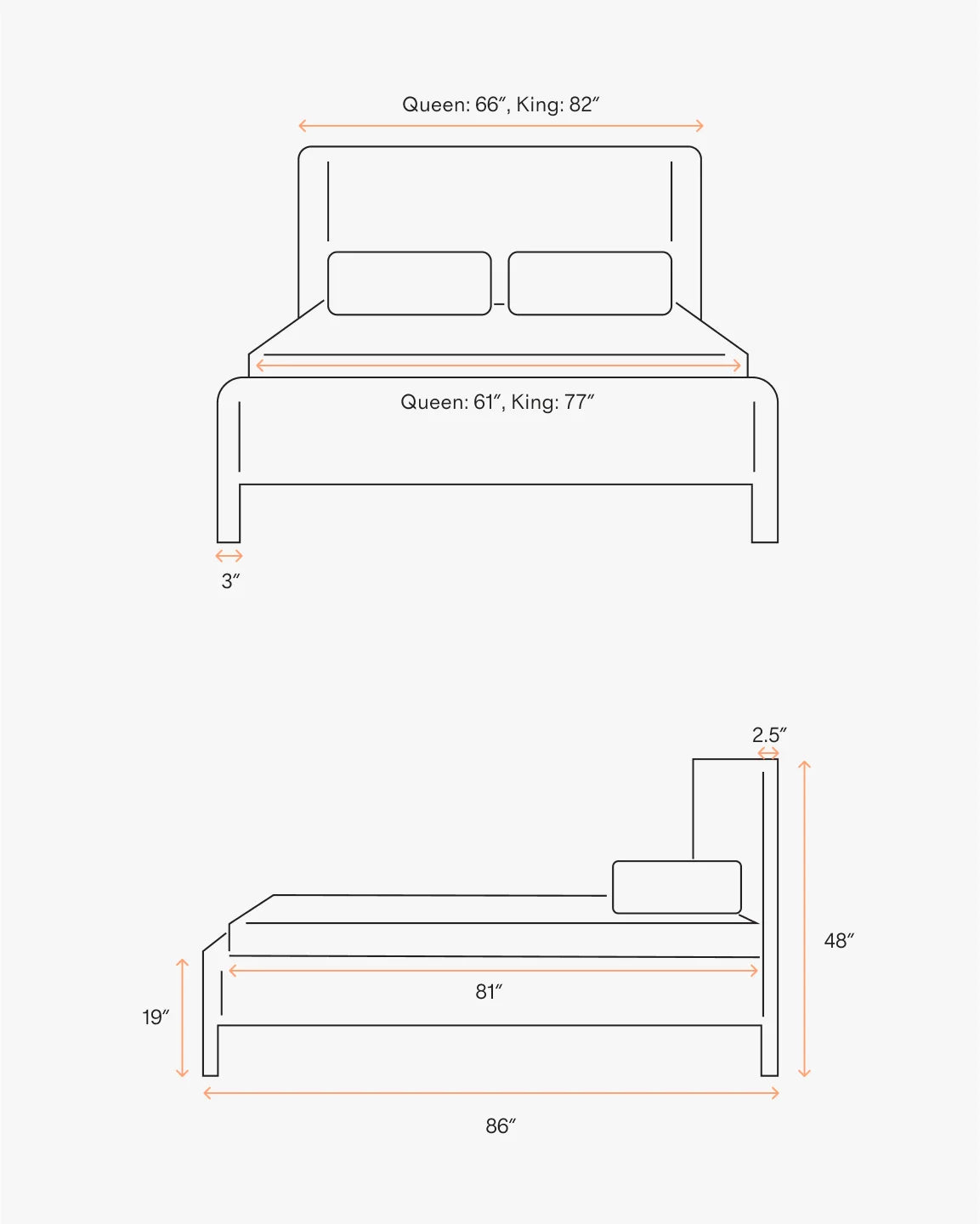 Solid Wood and Performance Fabric Bed - Queen / Natural