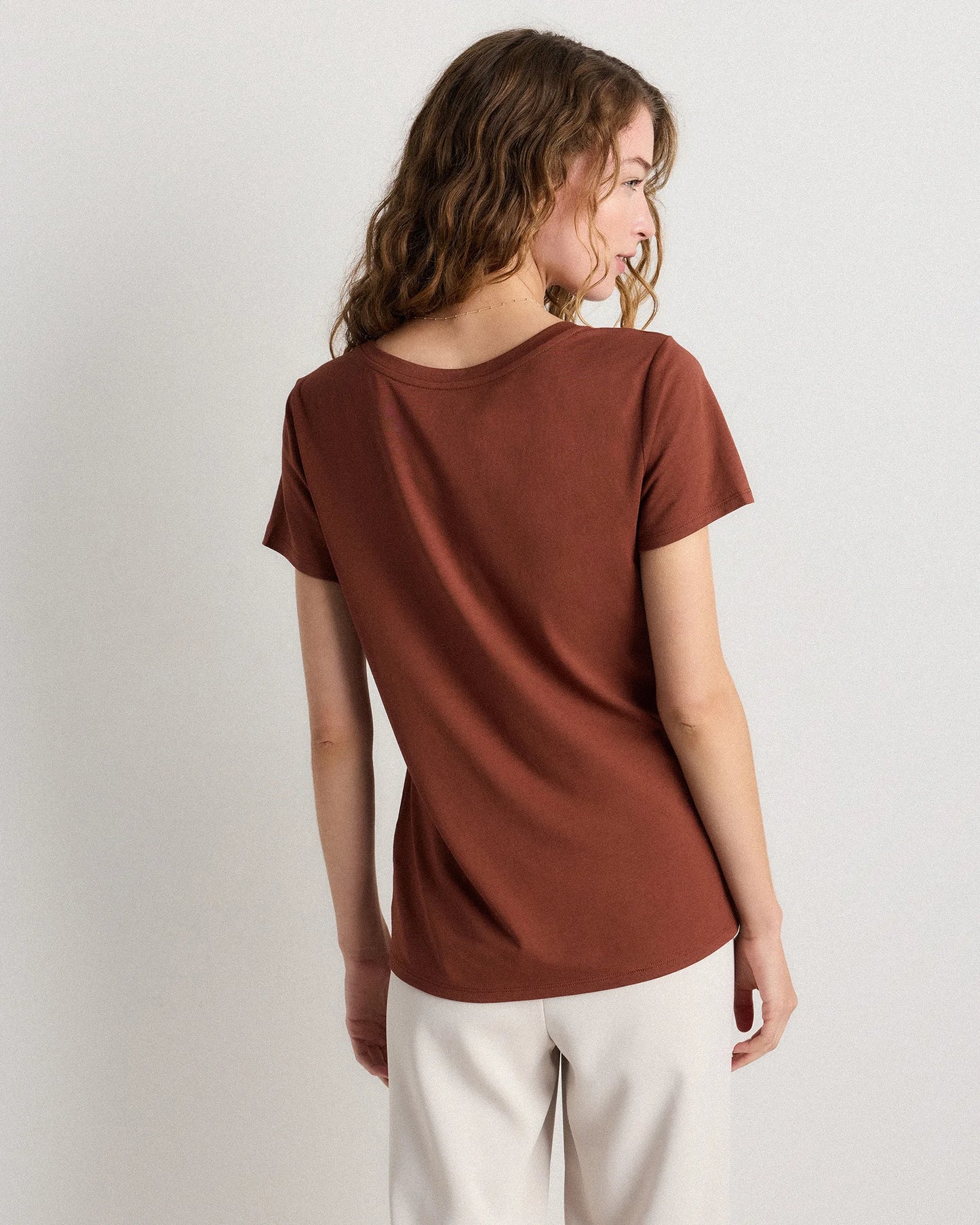 Cotton Modal Scoop Neck Tee - XS / Navy