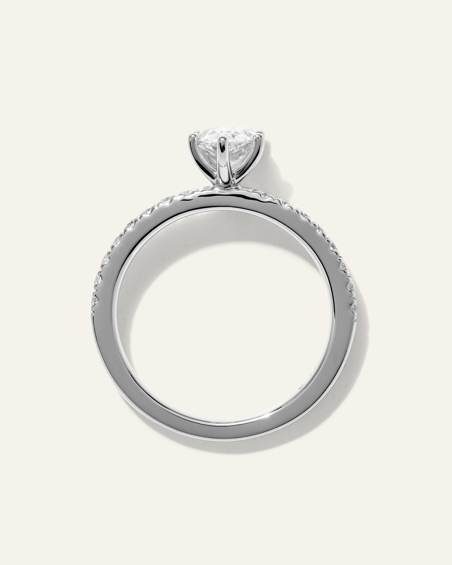 Lab Grown Diamond Pear Petite Pave Engagement Ring - 1ct - 4 / Yellow Gold