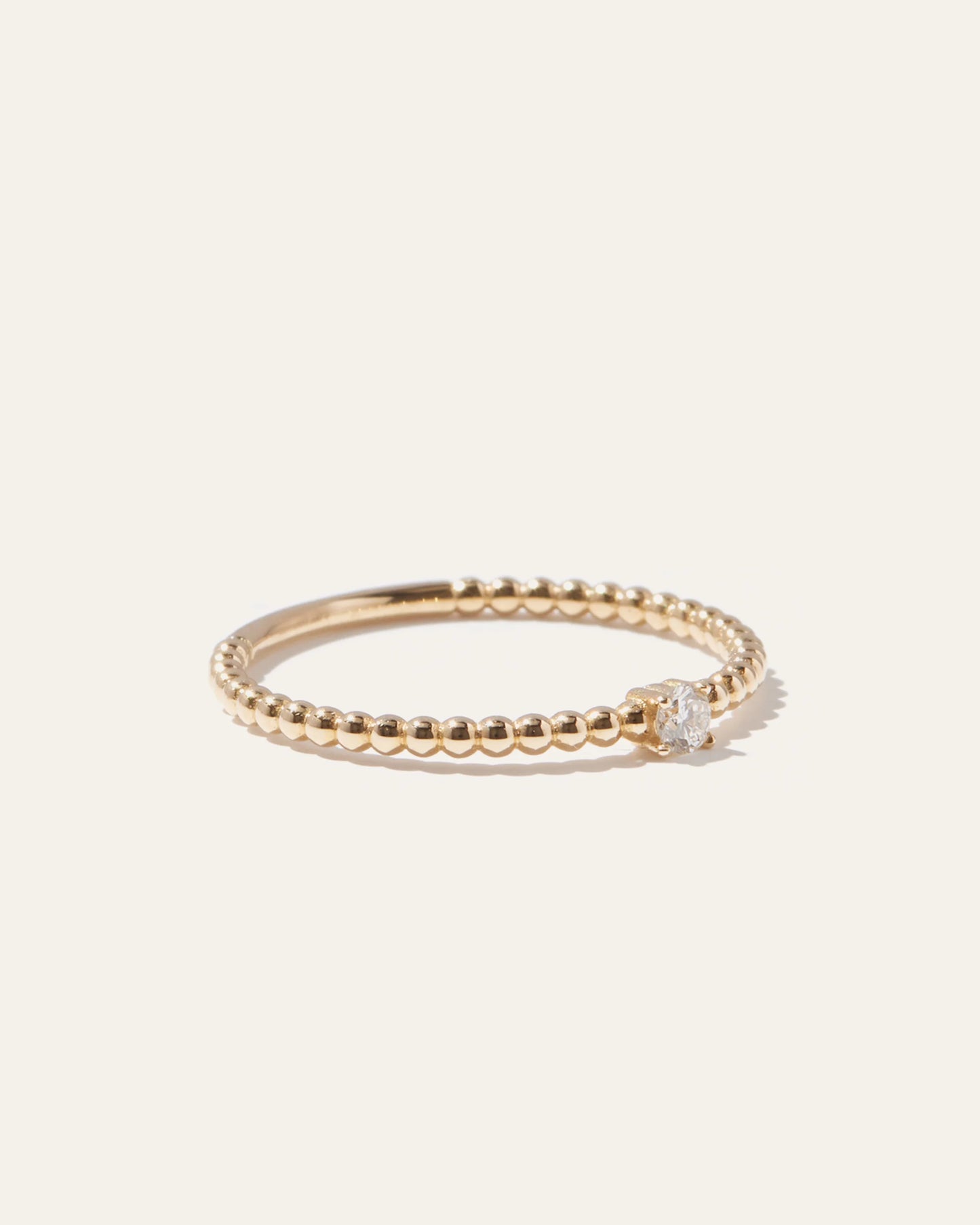 14K Gold Diamond Beaded Ring - 4 / Yellow Gold