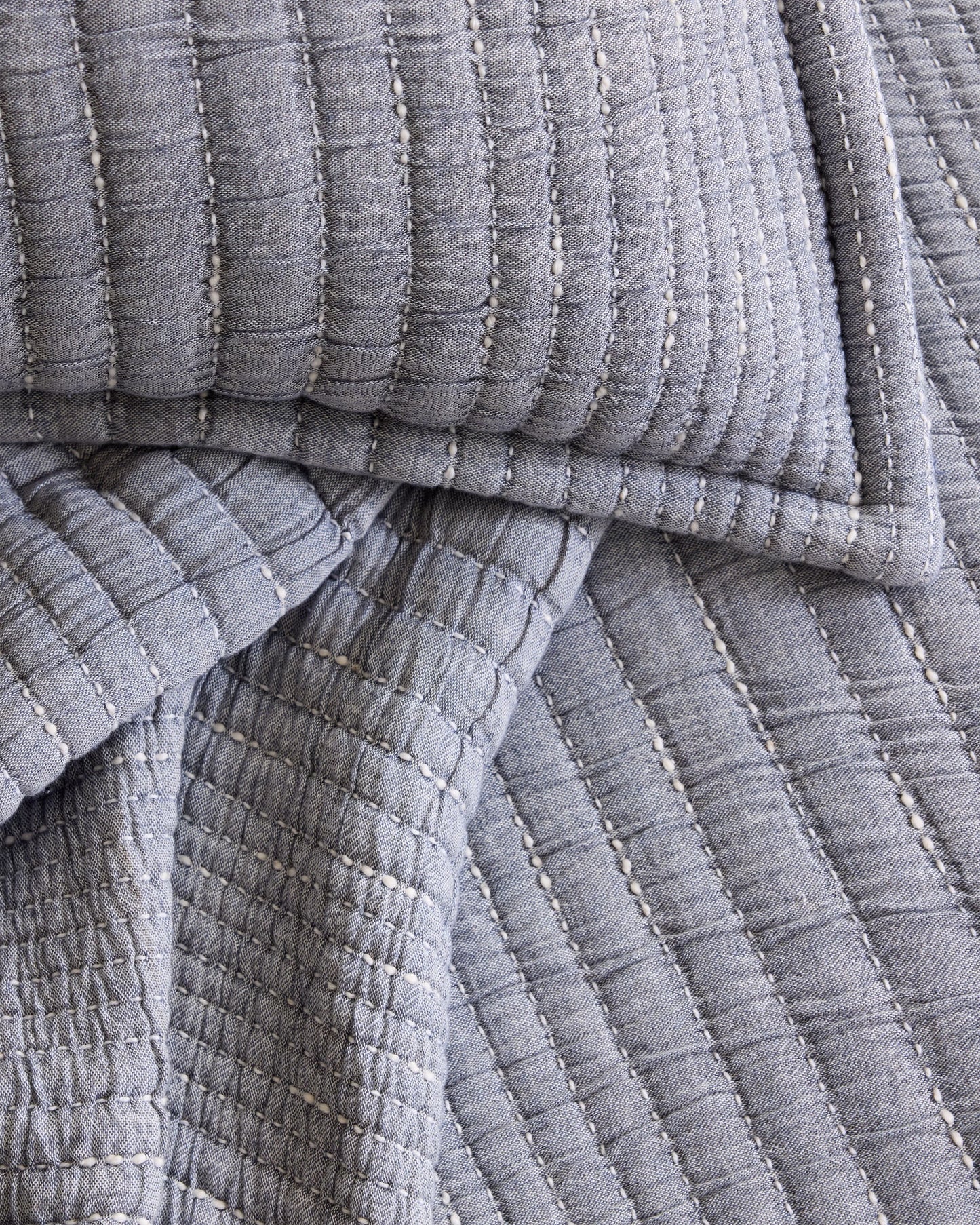 Organic Cotton Channel Stitch Coverlet Set - Twin / Coral Pink