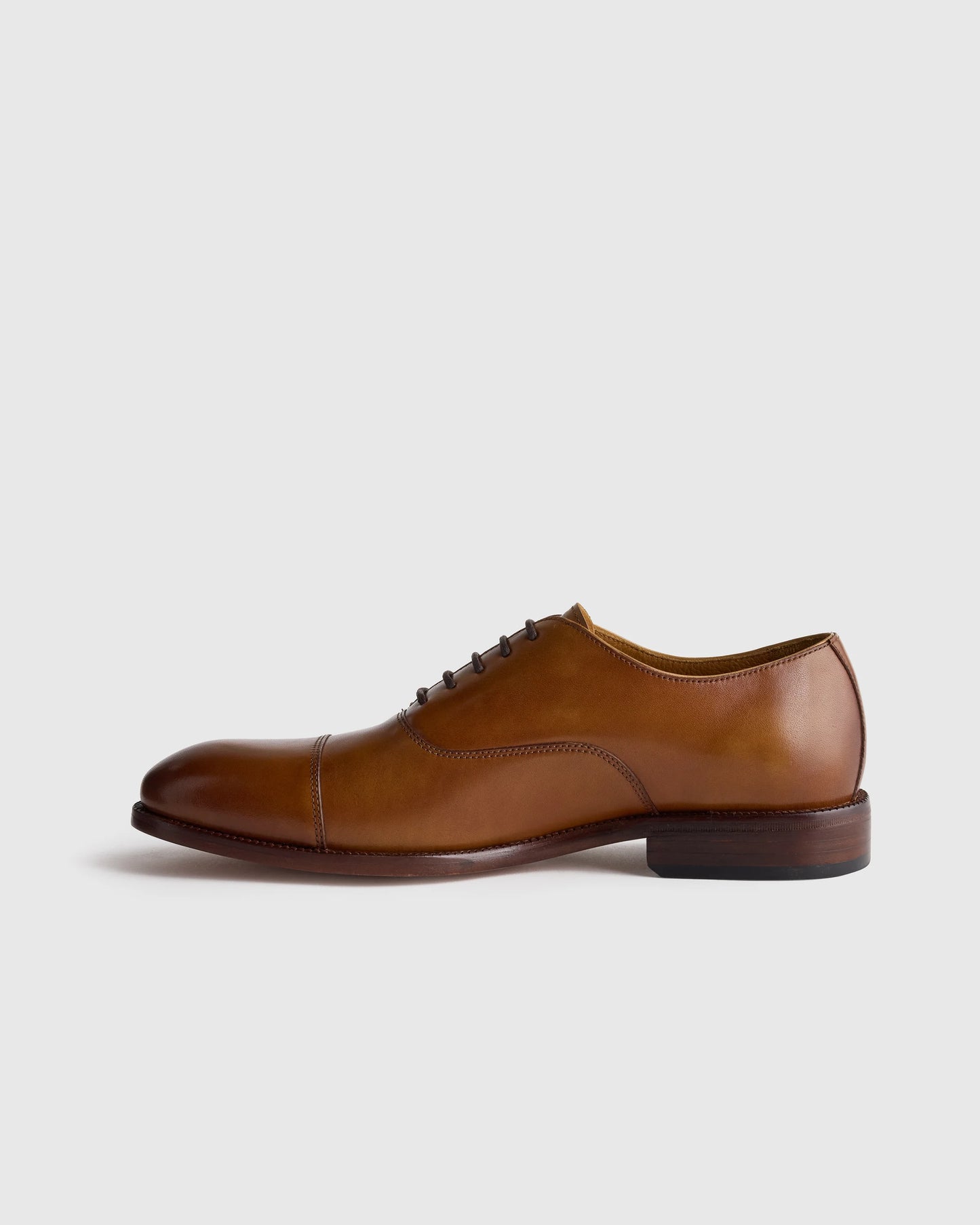 Italian Leather Cap Toe Oxford - 7 / Cognac