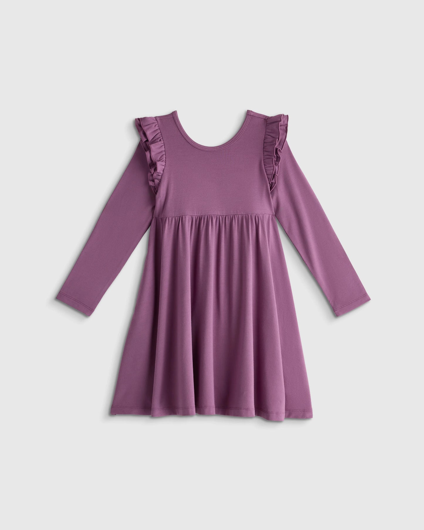 Bamboo Long Sleeve Flutter Twirl Dress - 2T / Navy Blossoms