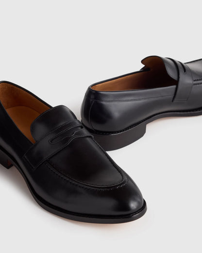 Calfskin Leather Penny Loafer - 7 / Brunette
