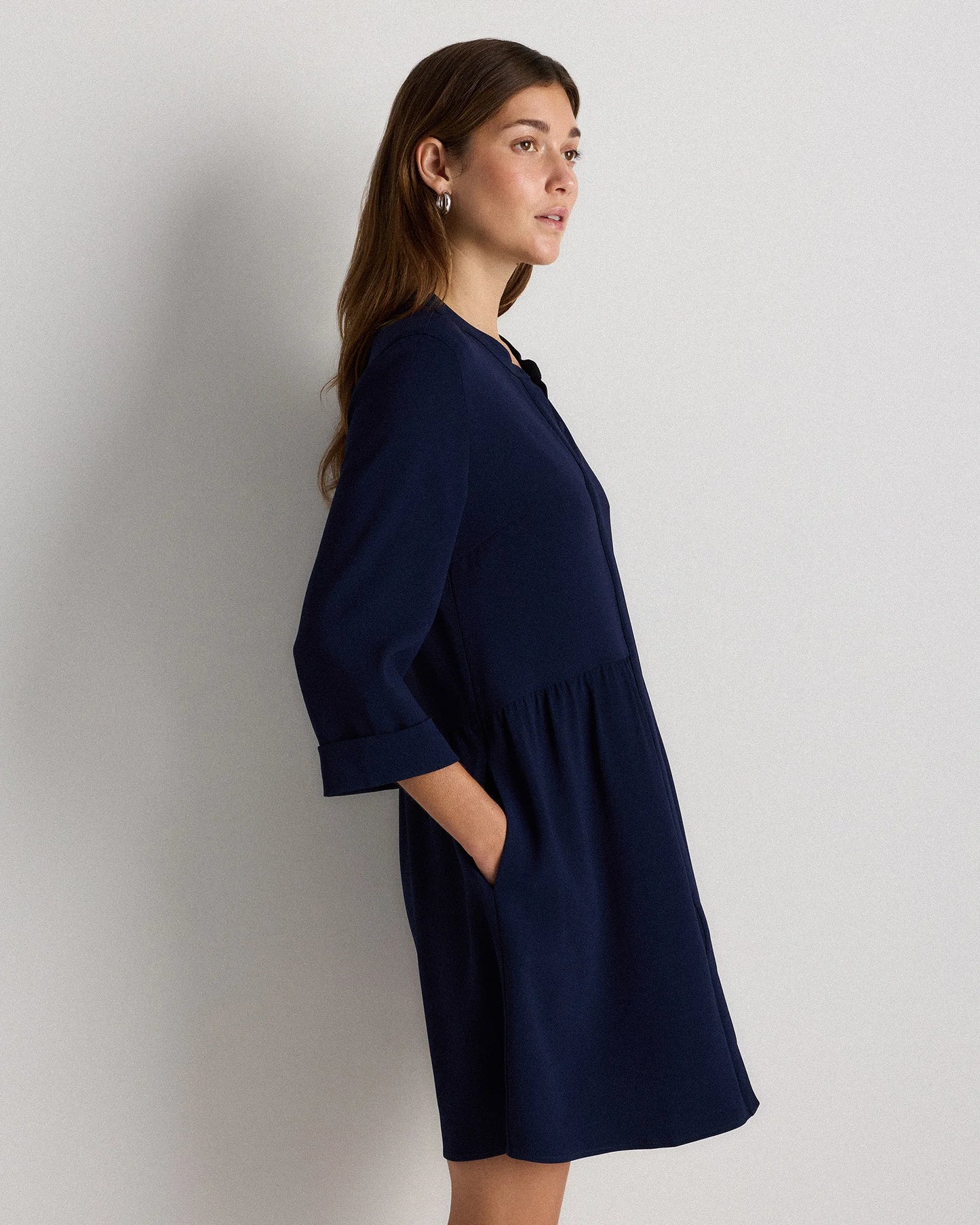 Fluid Crepe Shirt Dress - XS / Wine Tasting Red