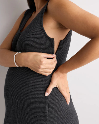 Cotton Cashmere Maternity and Nursing V-Neck Tank - XS / Mocha Heather
