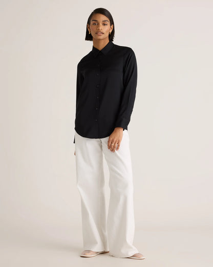 Washable Stretch Silk Blouse - XS / Moonstone Blue