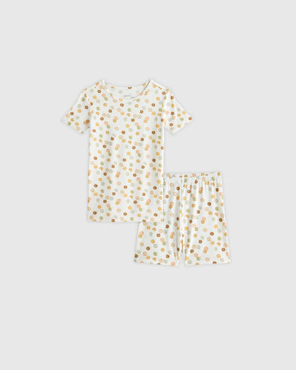 Bamboo Short Sleeve and Shorts Pajama Set - 2T / Lavender Hearts