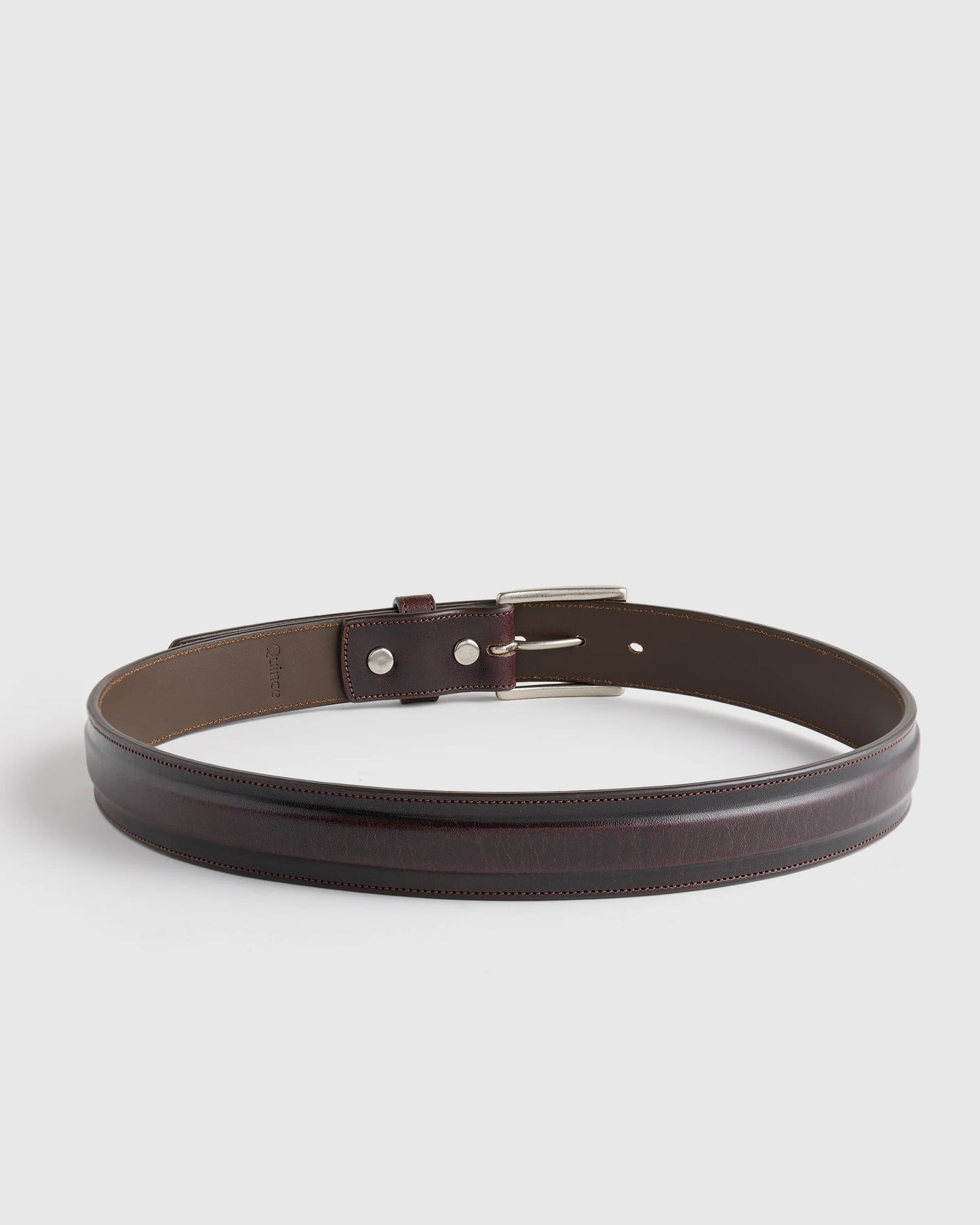 Hugo Contoured Leather Dress Belt - 30 / Hickory