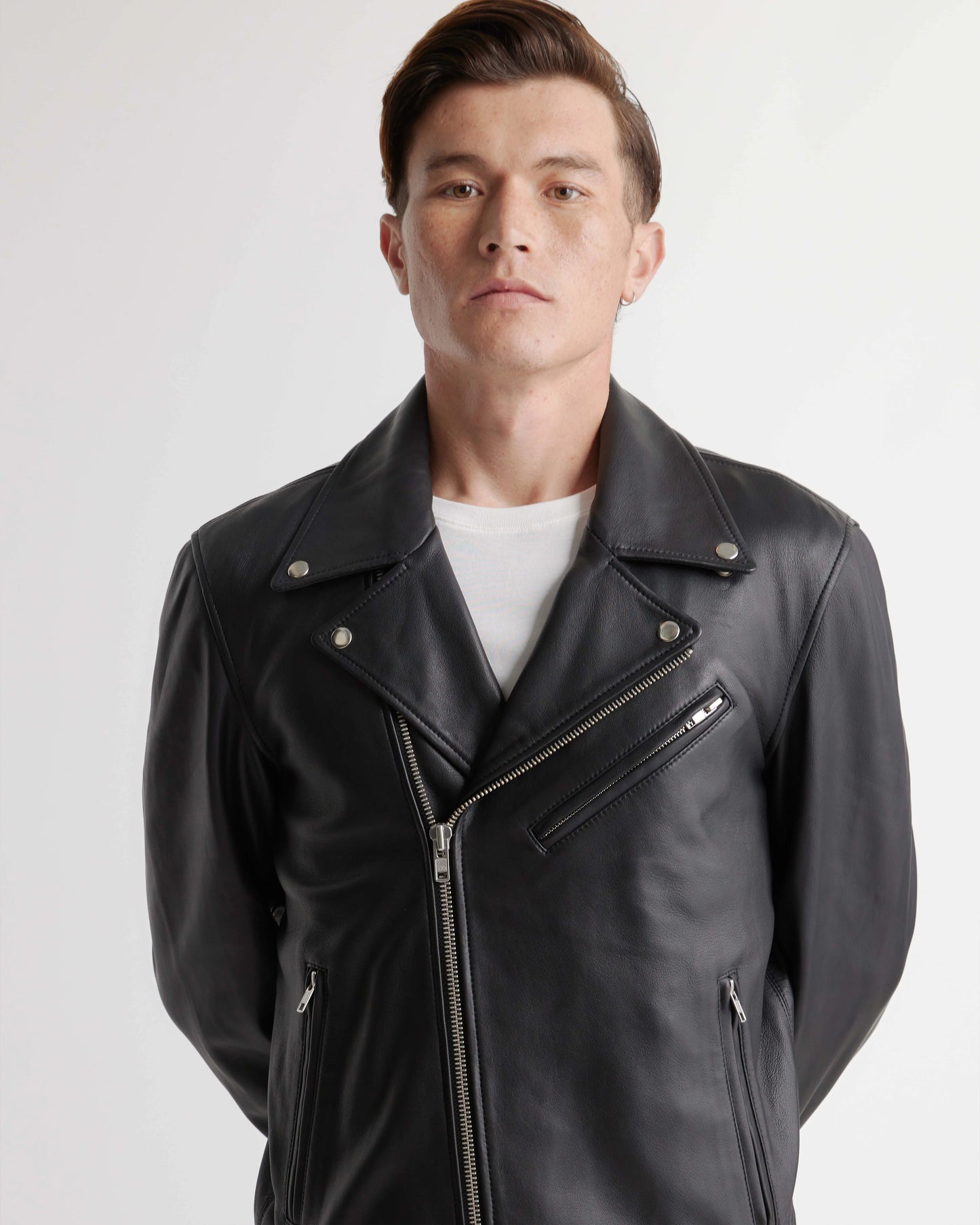 100% Leather Motorcycle Jacket - S / Black