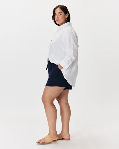 100% European Linen Shorts - 1X / Classic Mini Gingham