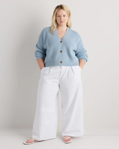100% Organic Cotton Fisherman Boxy Cropped Cardigan - 1X / Black