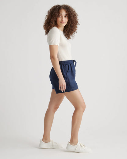 100% European Linen Shorts - XS / Taupe Brown Gingham