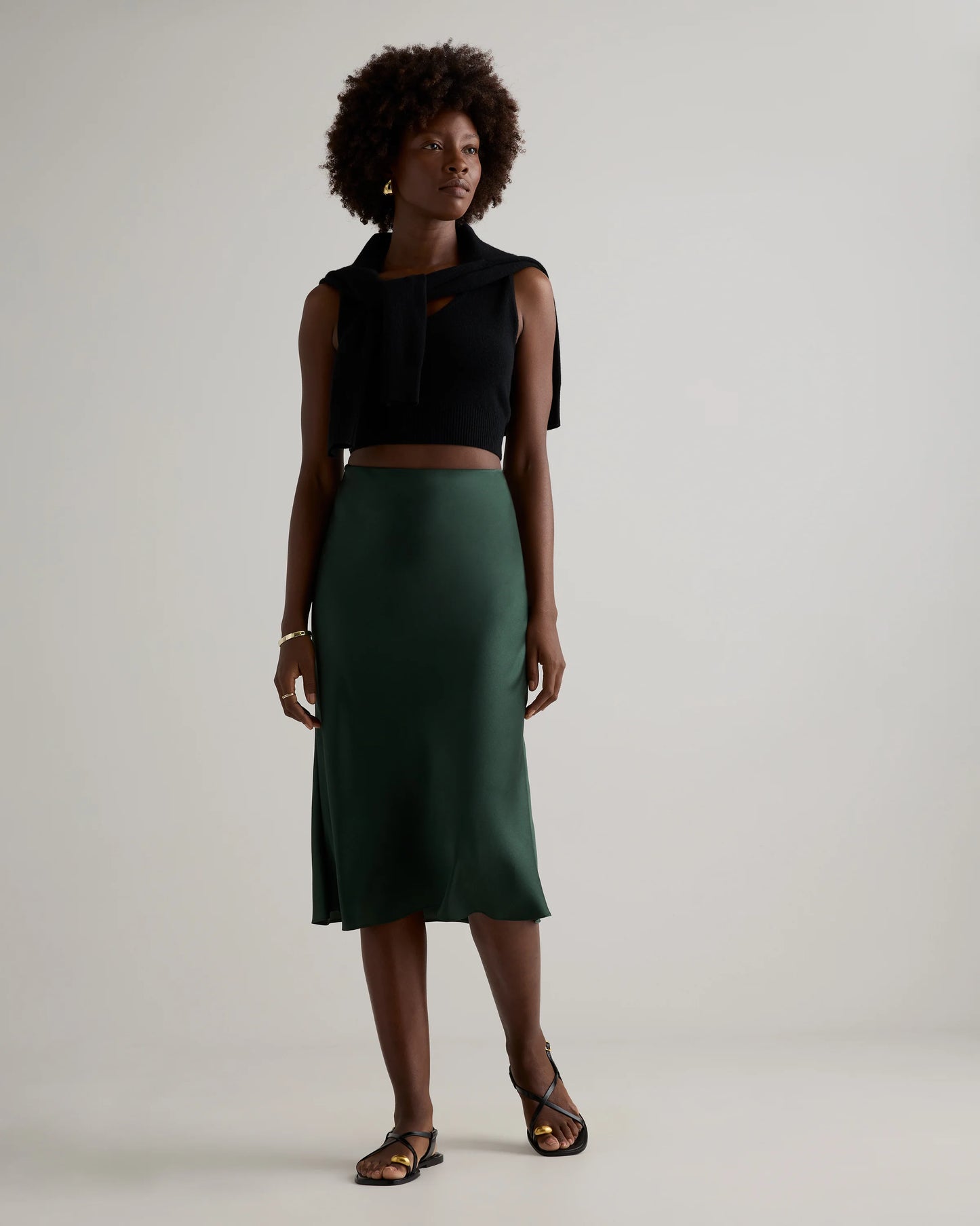 100% Washable Silk Skirt - XS / Champagne