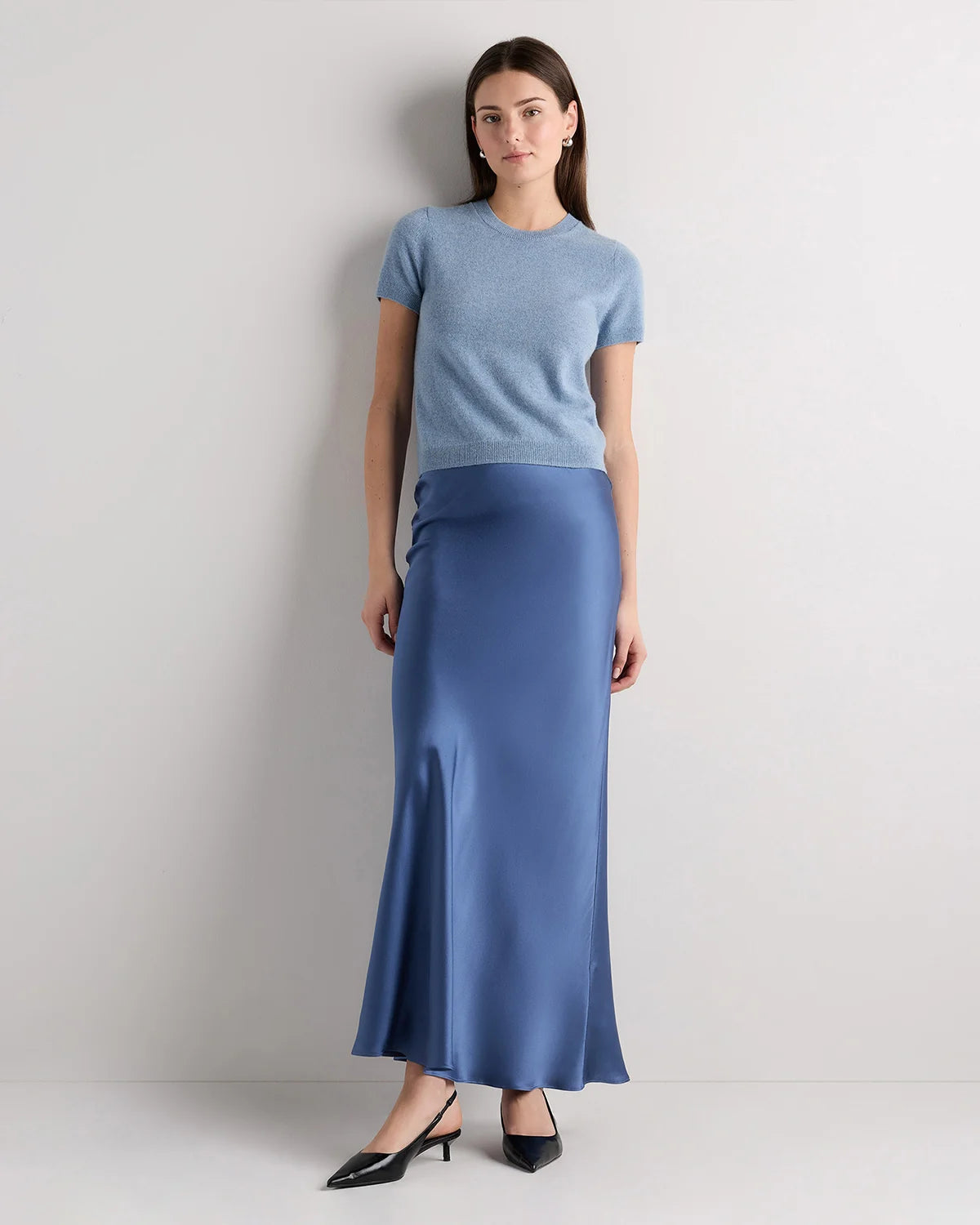 100% Washable Silk Maxi Skirt - XS / Champagne