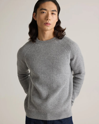 Mongolian Cashmere Fisherman Crewneck Sweater - S / Navy Marl