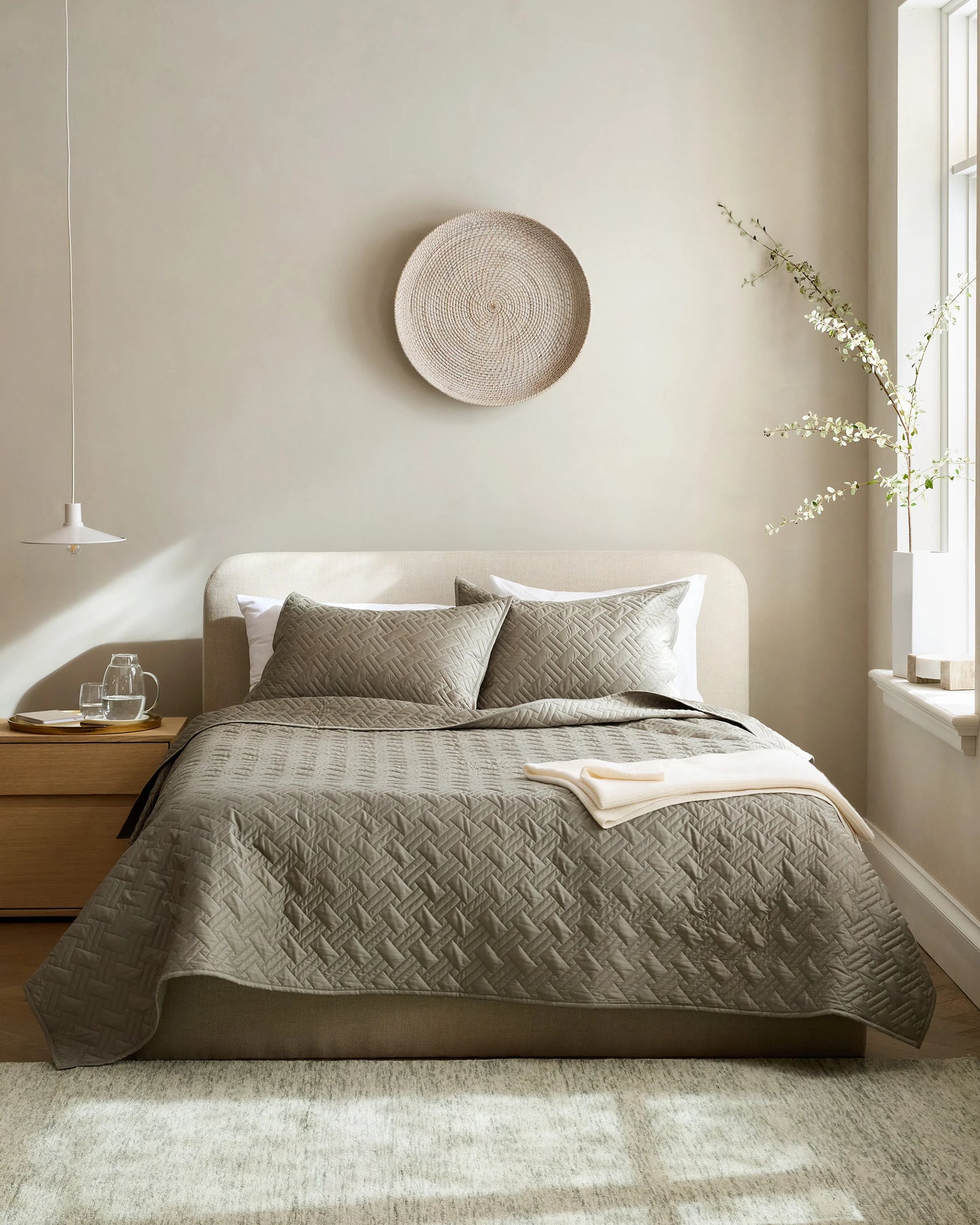 Organic Cotton Basketweave Quilt - Twin / White