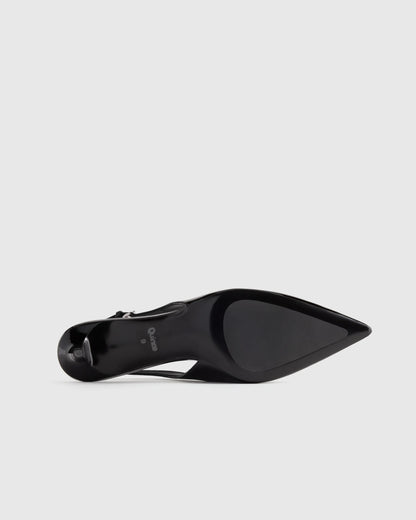 Italian Leather 55mm Slingback Pump - 5 / Black Patent