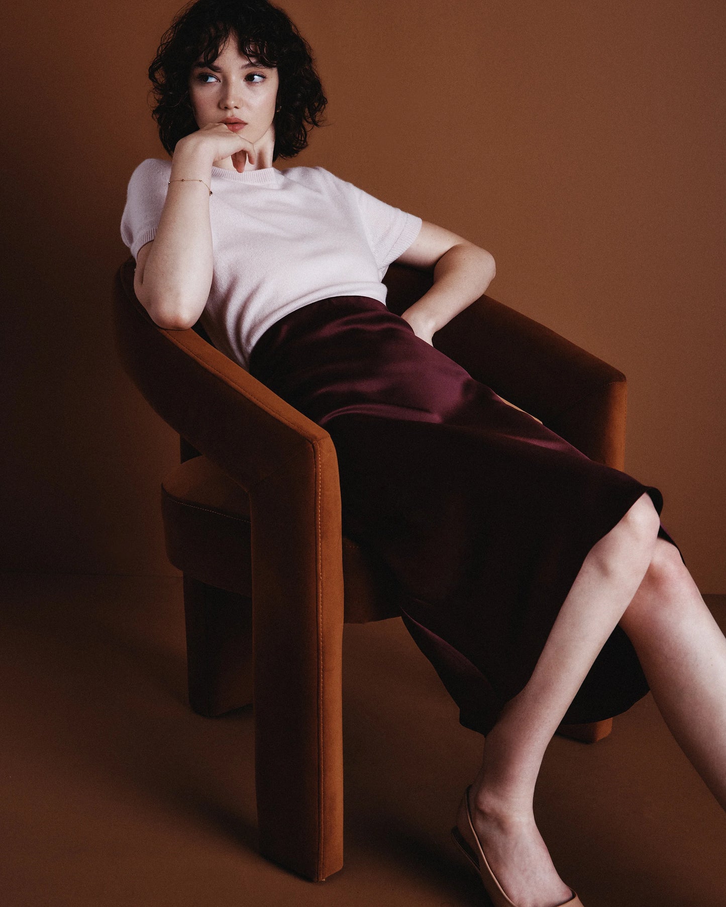 100% Washable Silk Skirt - XS / Champagne