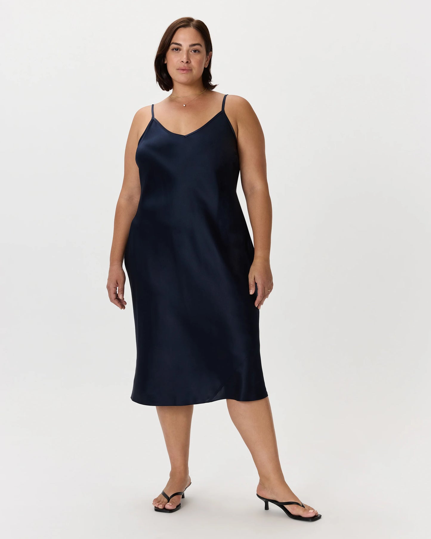 100% Washable Silk Slip Dress - 1X / Champagne